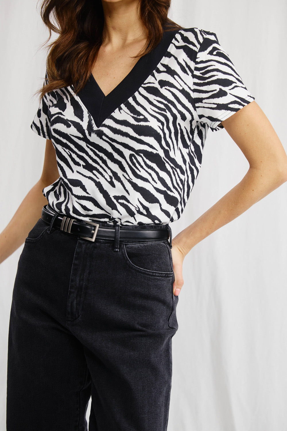 Sandra beige striped shirt