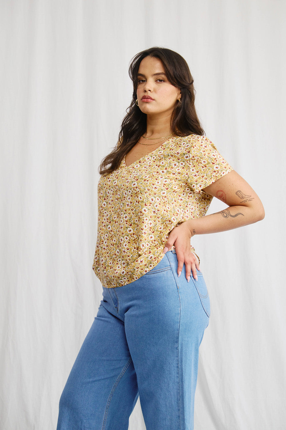 Veronica shirt with navy dots