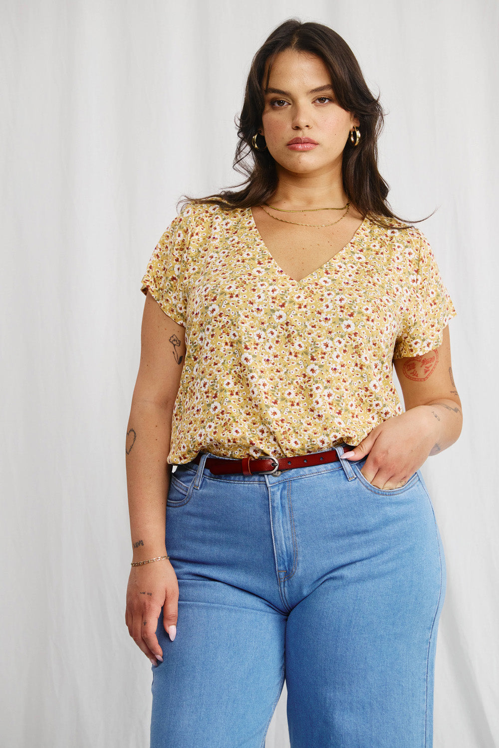 Veronica shirt with navy dots