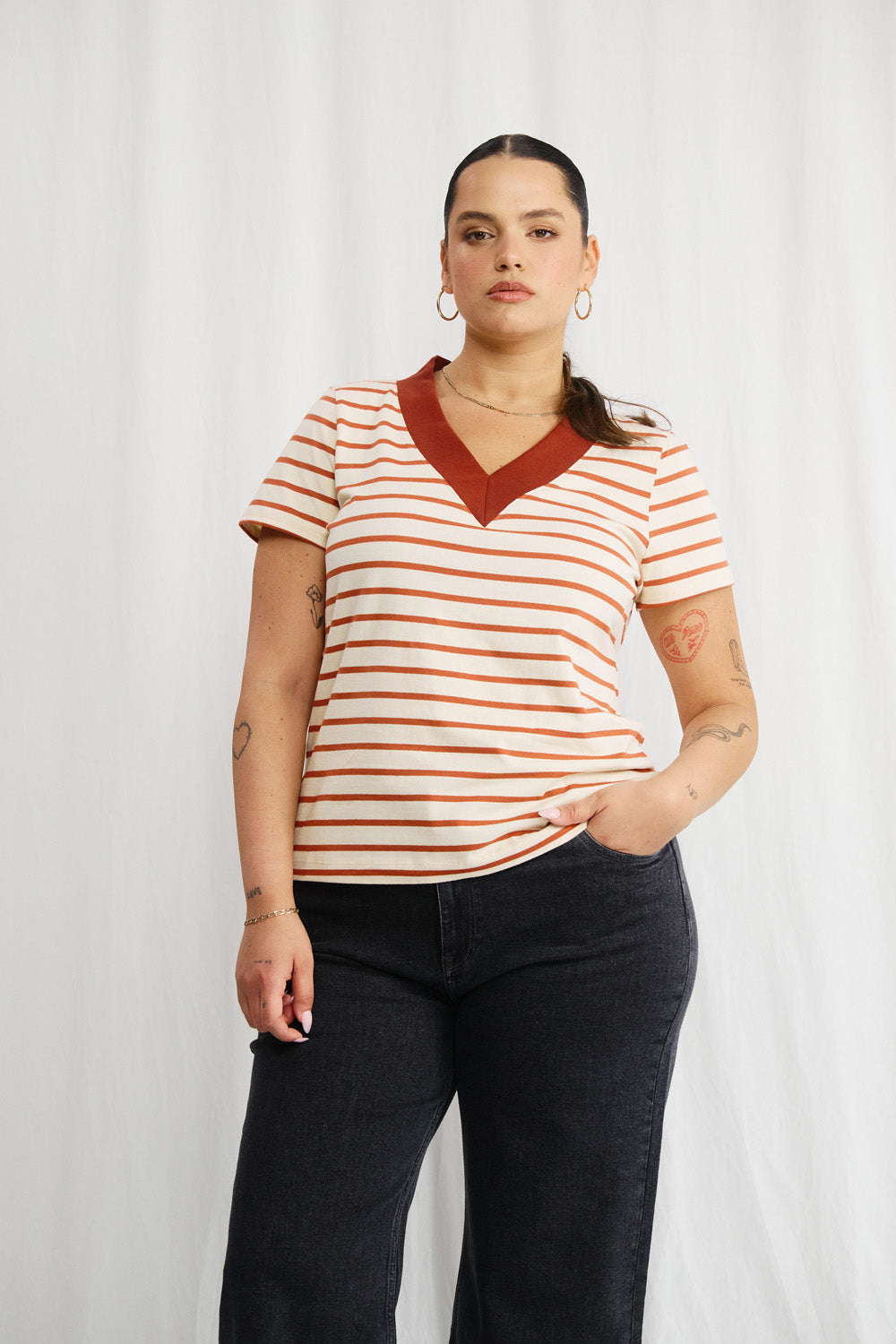 Sandra beige striped shirt