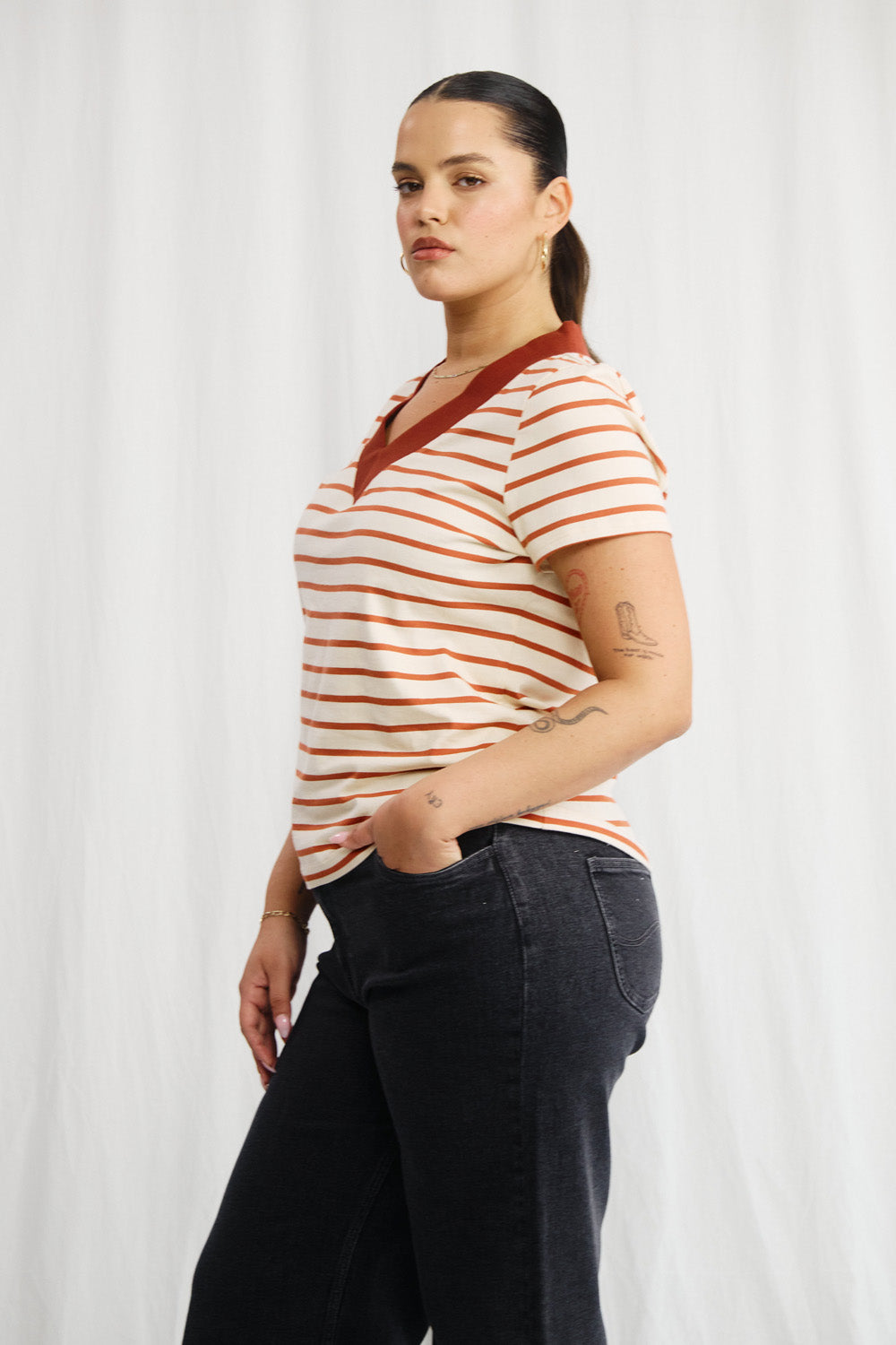 Sandra beige striped shirt
