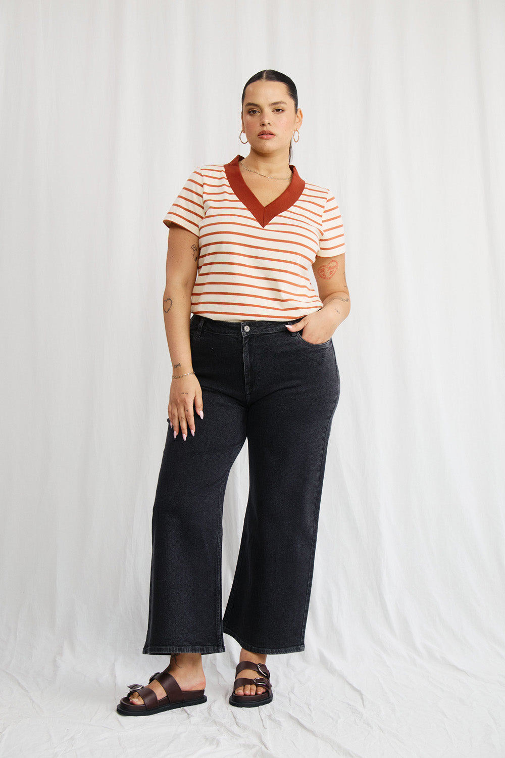 Sandra beige striped shirt