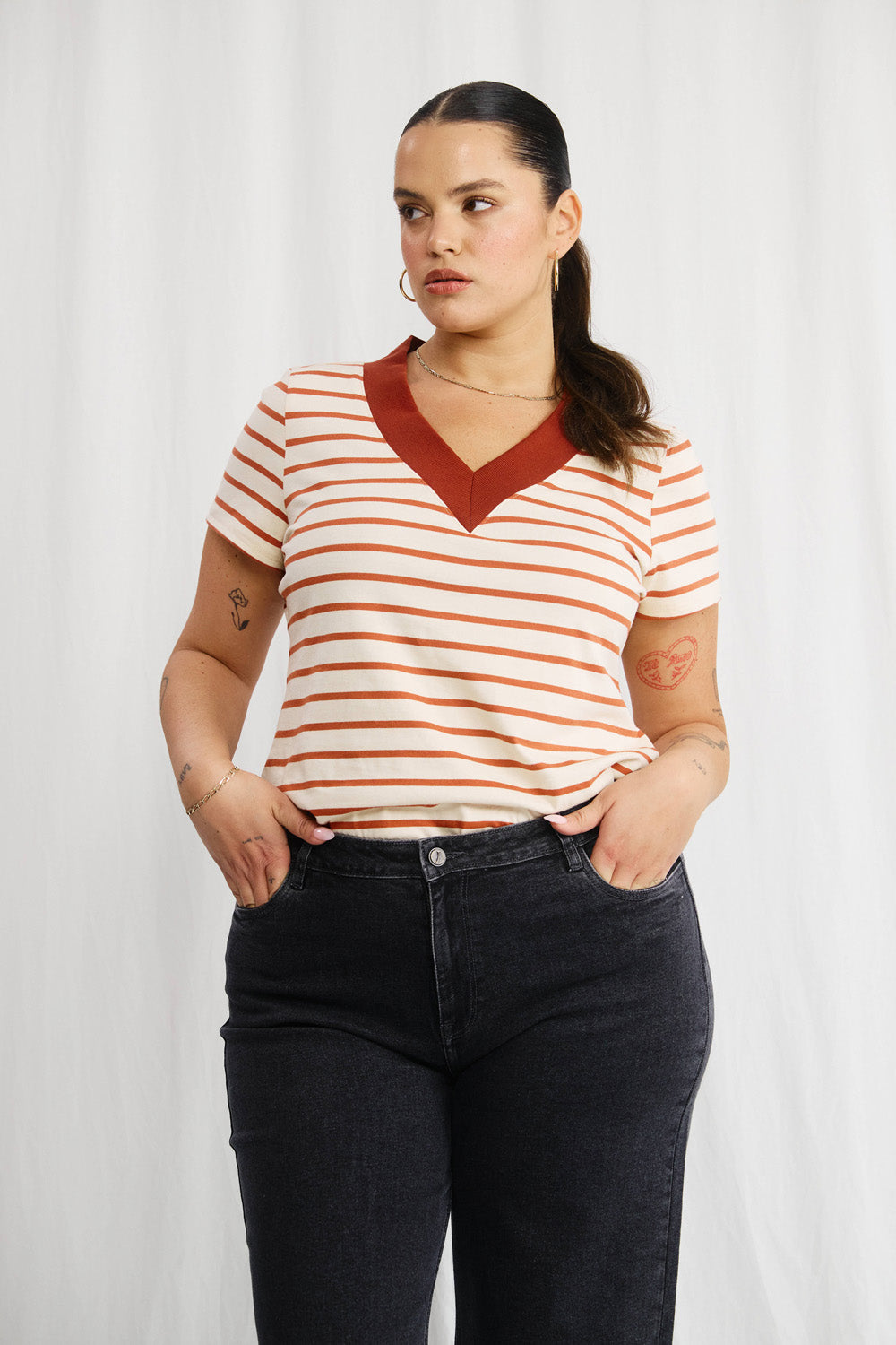 Sandra beige striped shirt