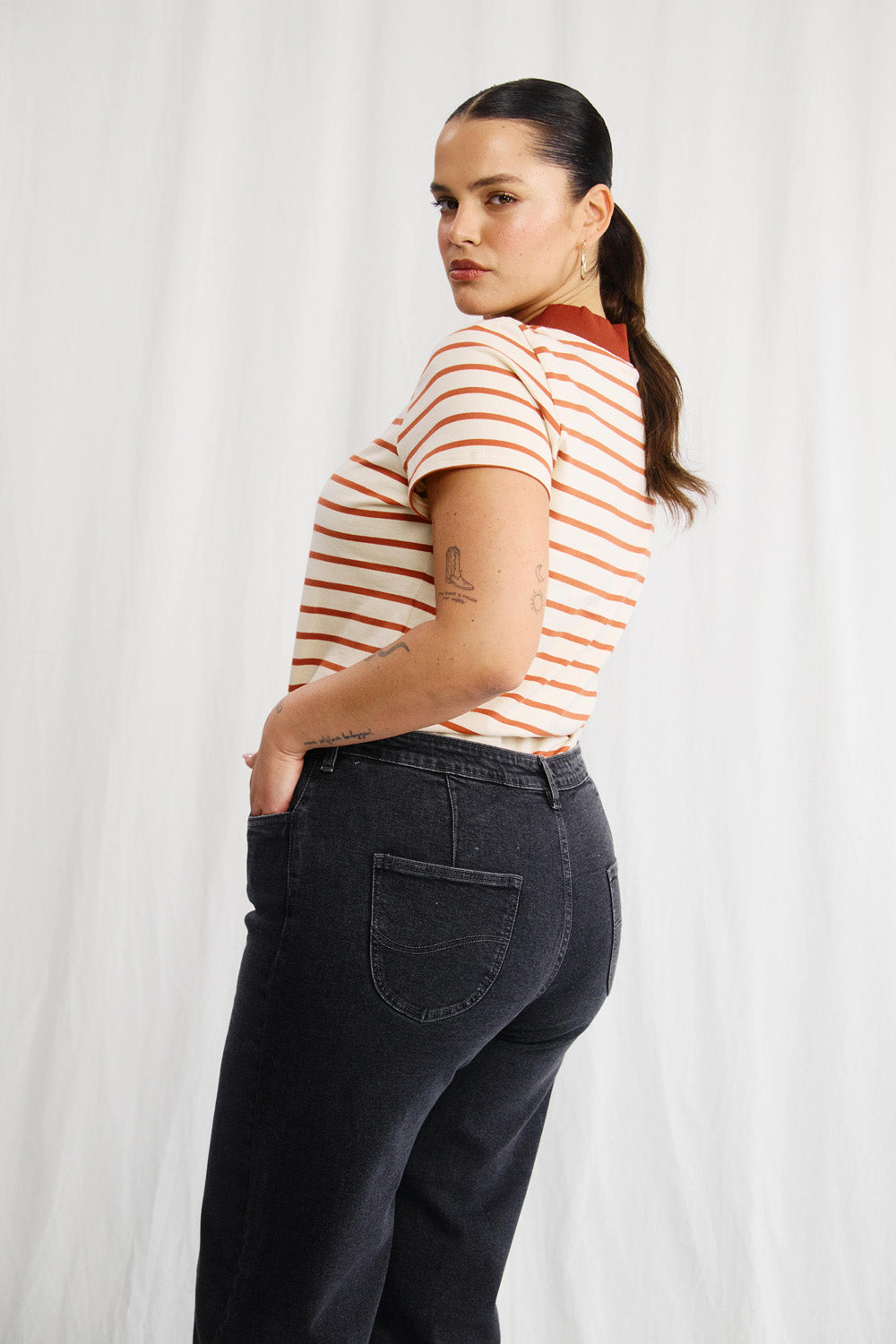 Sandra beige striped shirt