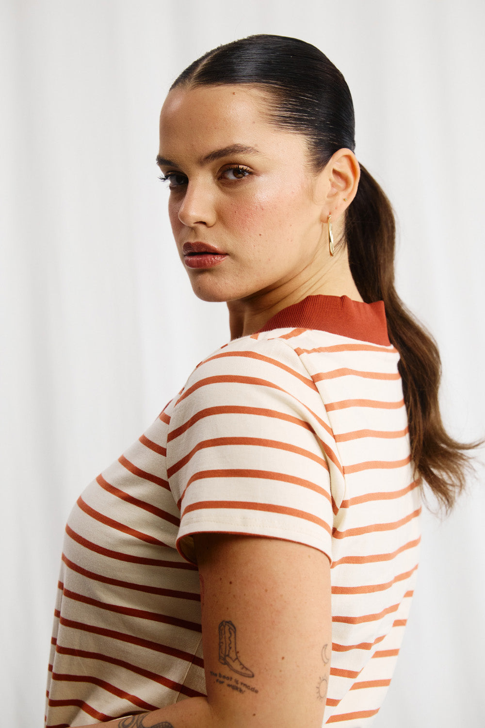Sandra beige striped shirt