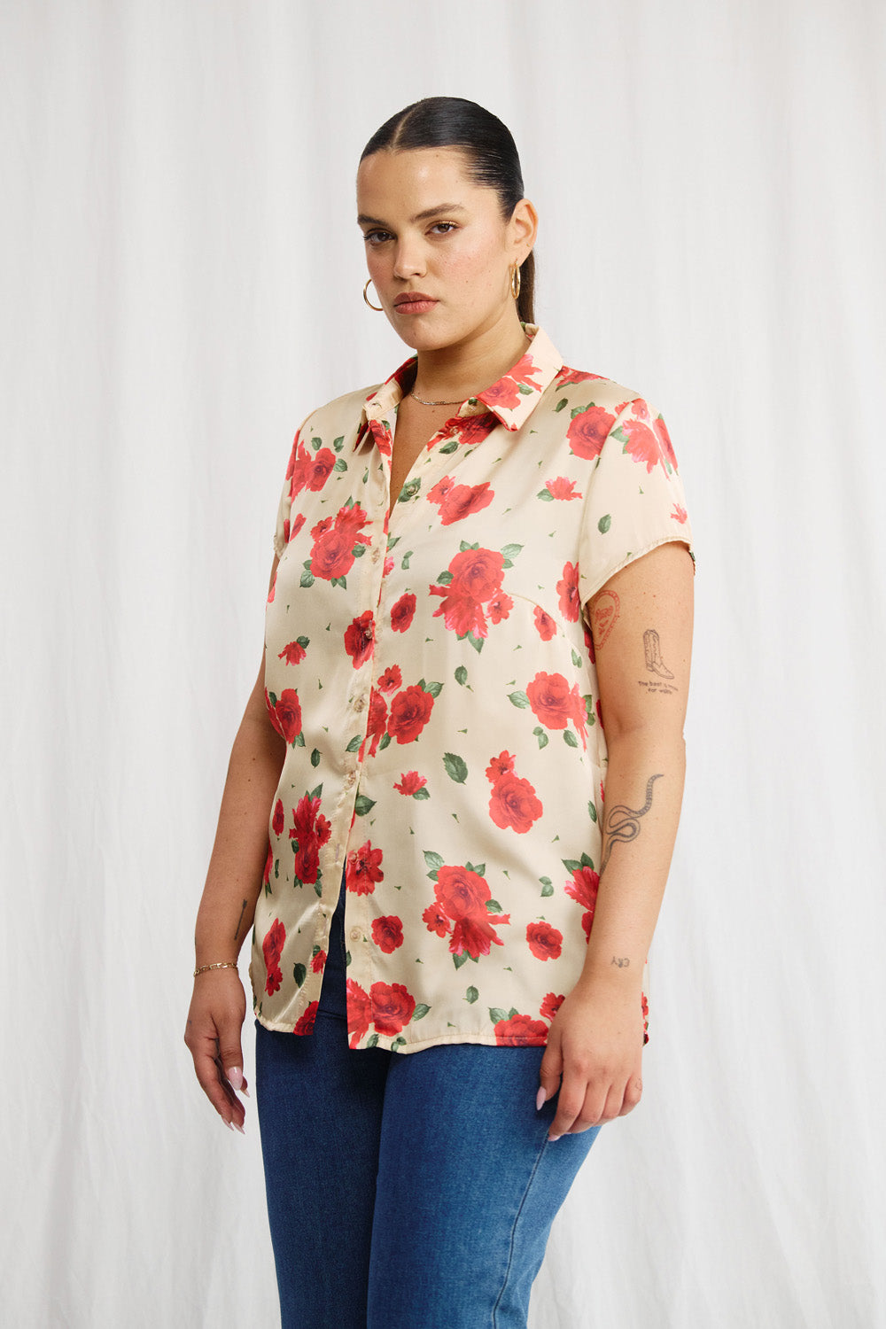 Sherry linen shirt with stripe print