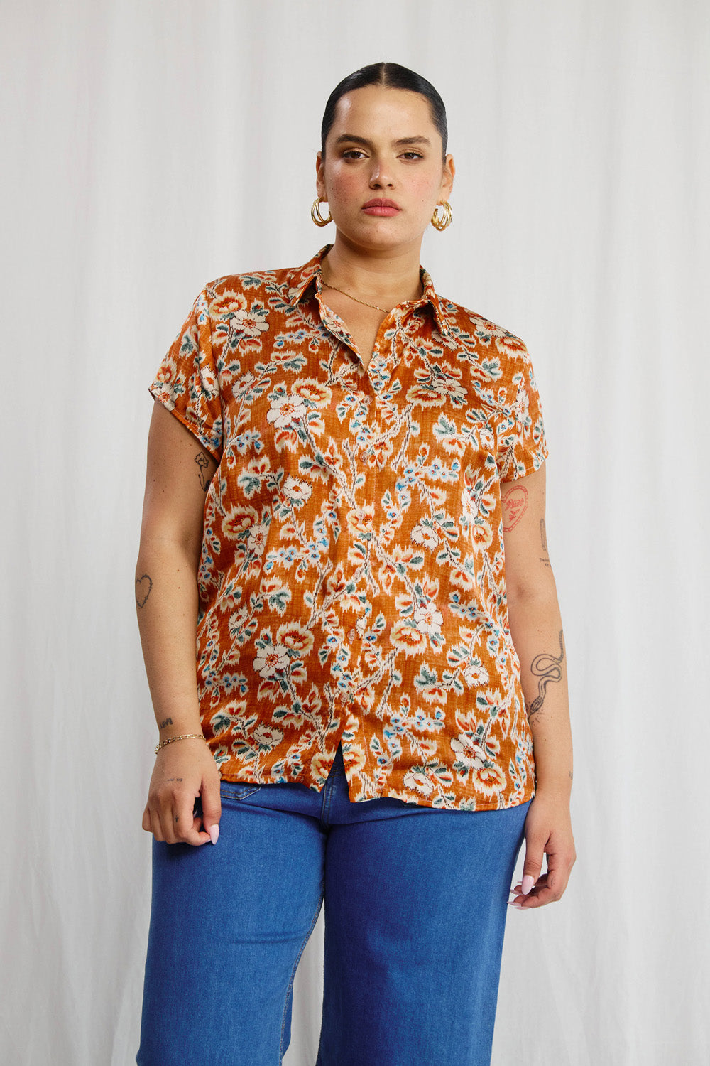 Sherry linen shirt with stripe print