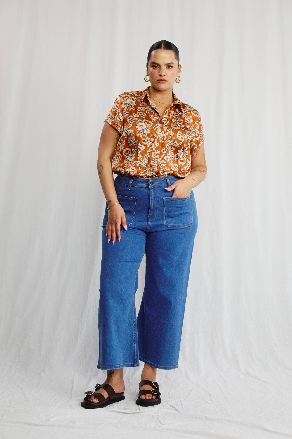 Sherry linen shirt with stripe print