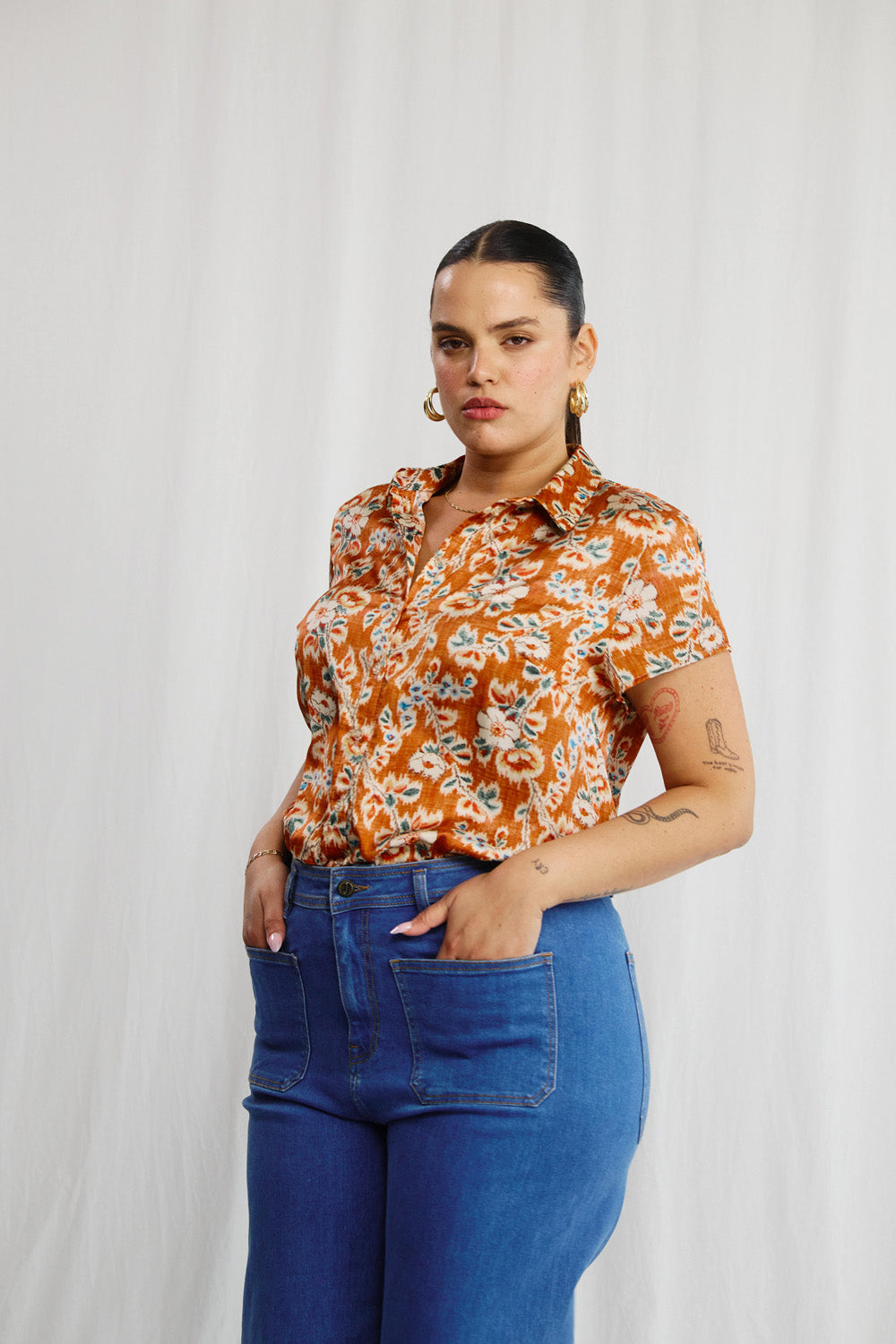 Sherry linen shirt with stripe print