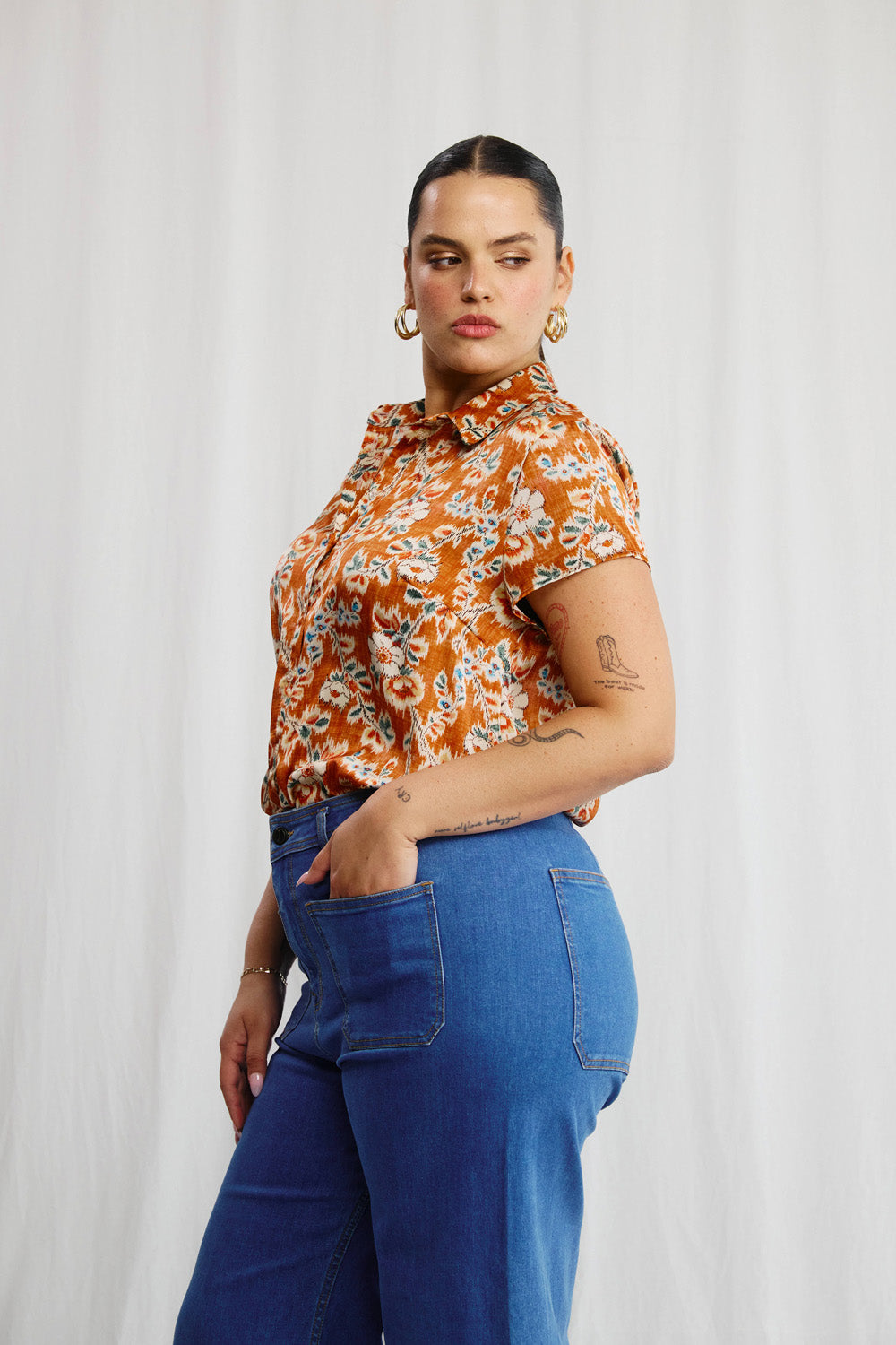 Sherry linen shirt with stripe print
