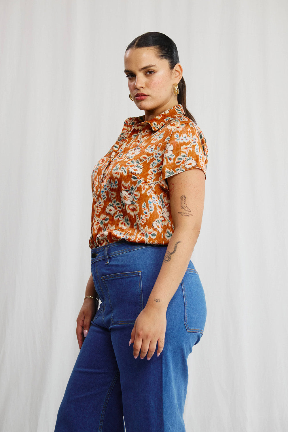 Sherry linen shirt with stripe print