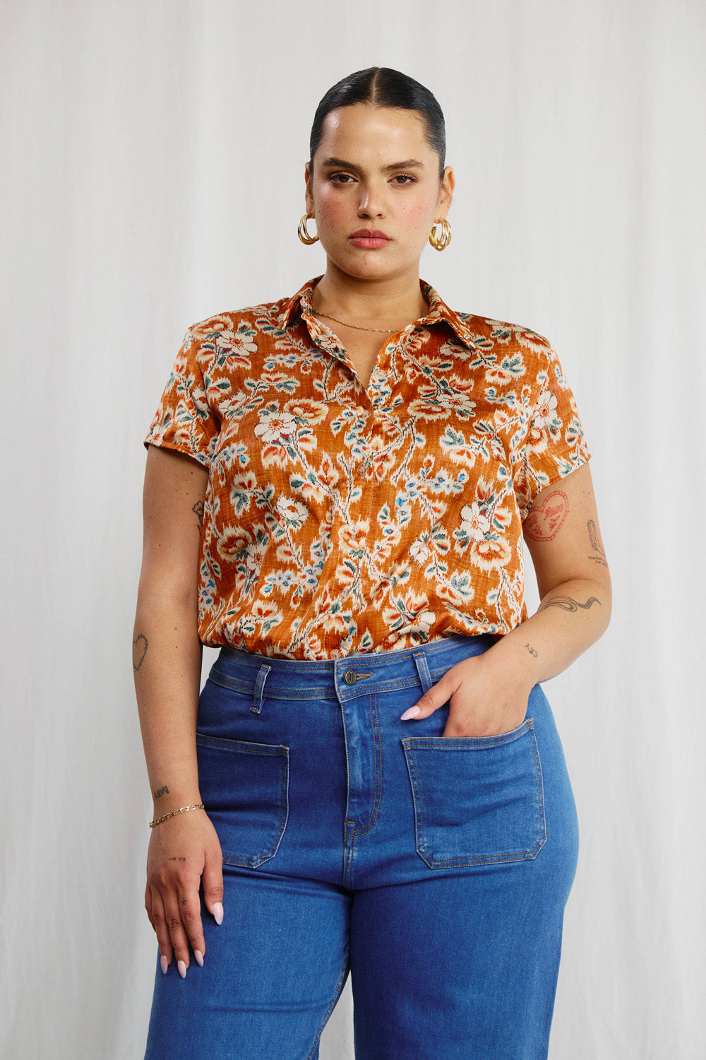Sherry linen shirt with stripe print