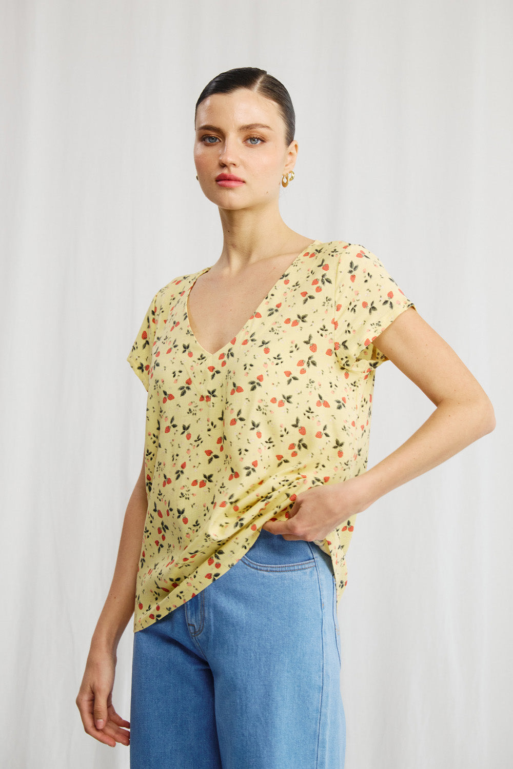 Veronica shirt with navy dots