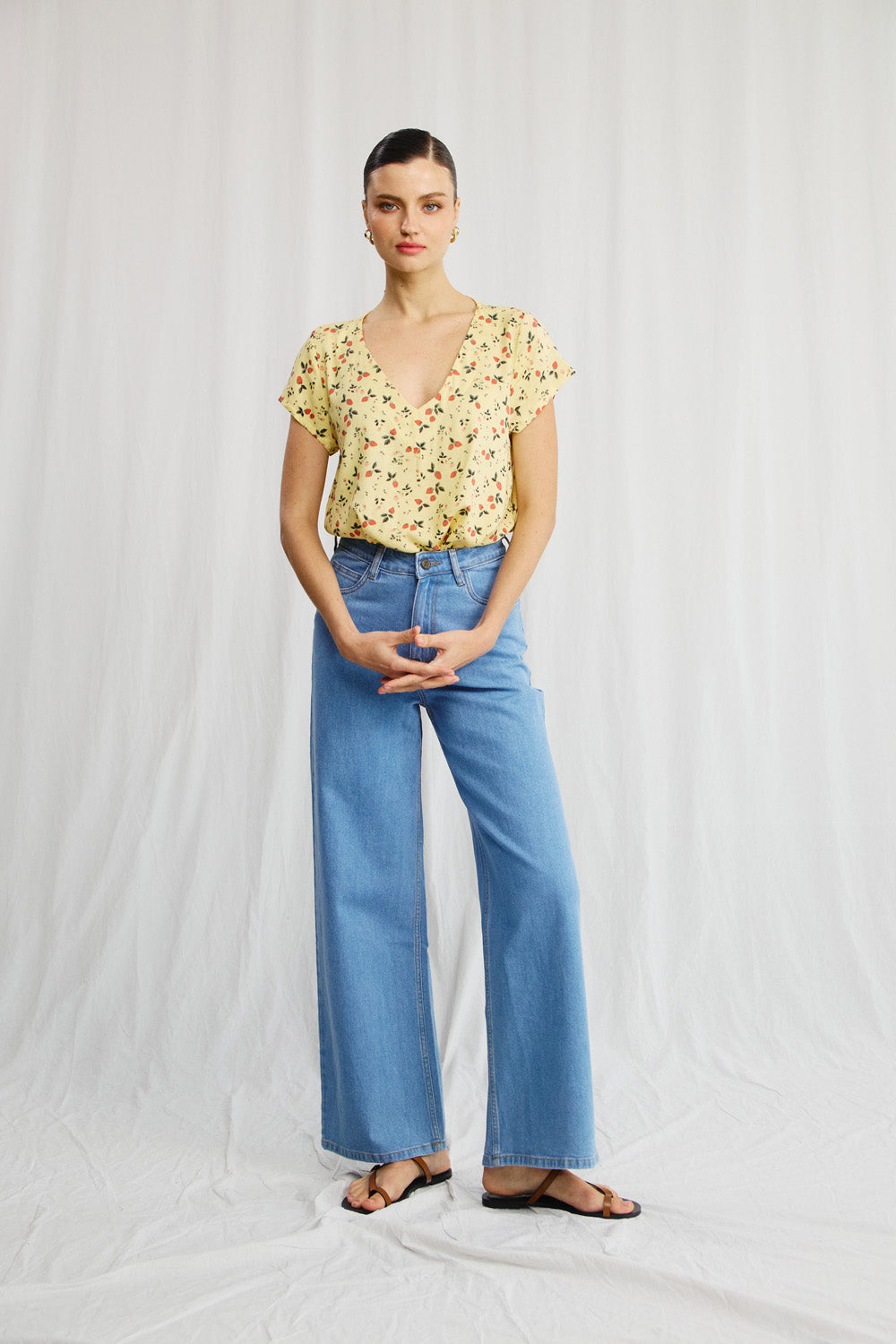 Veronica shirt with navy dots