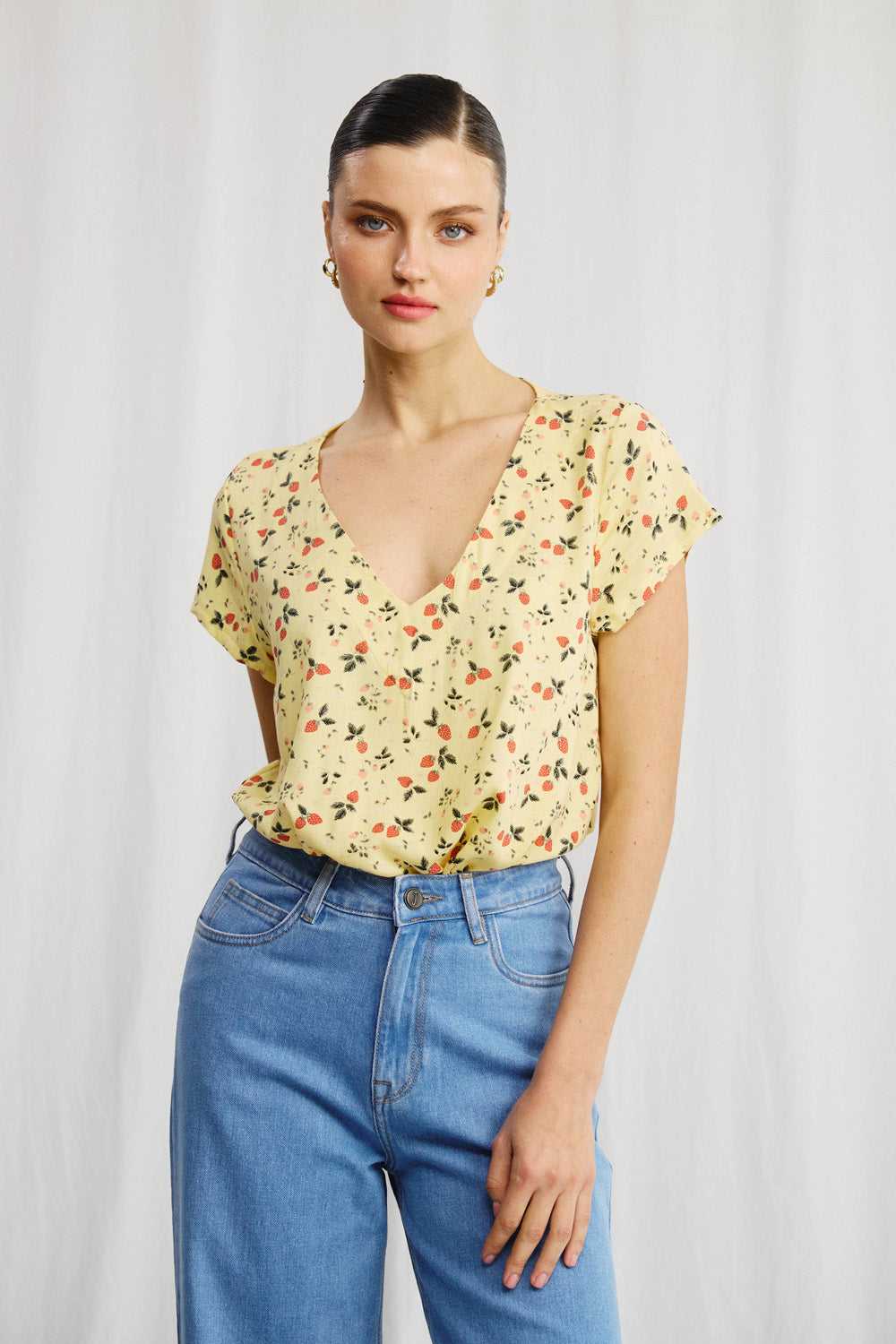 Veronica shirt with navy dots