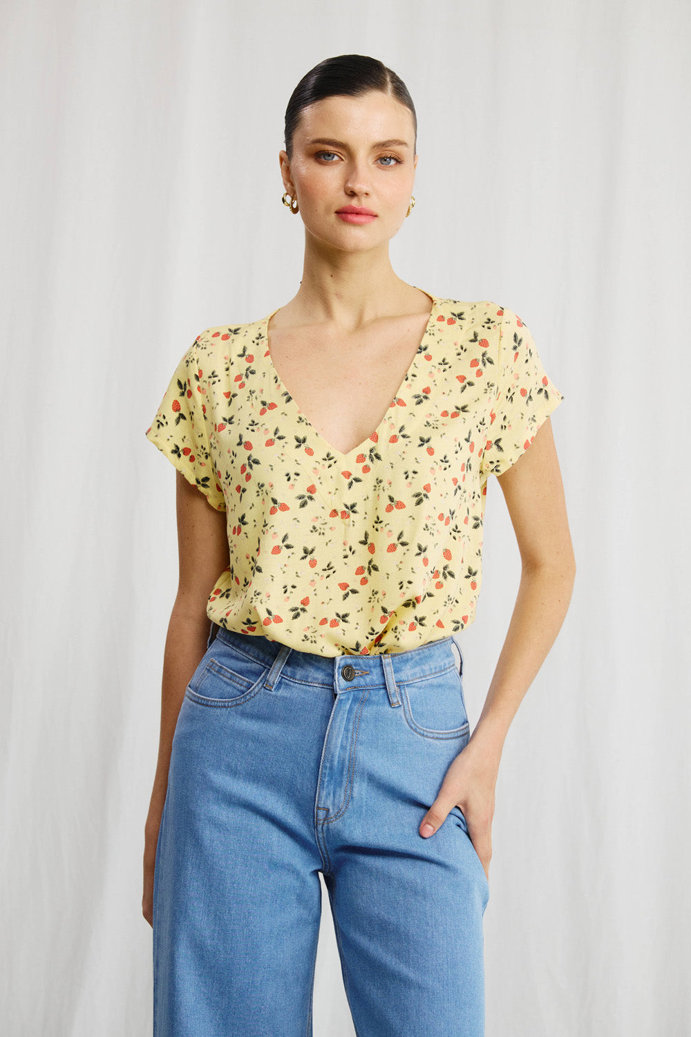 Veronica shirt with navy dots