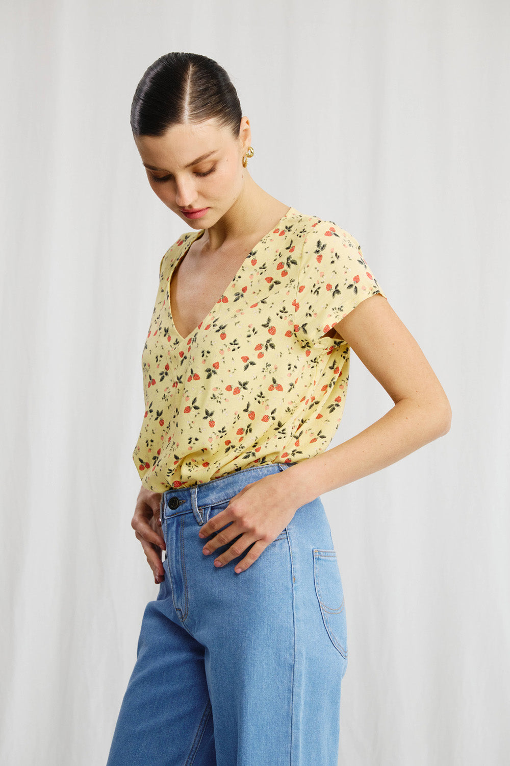 Veronica shirt with navy dots