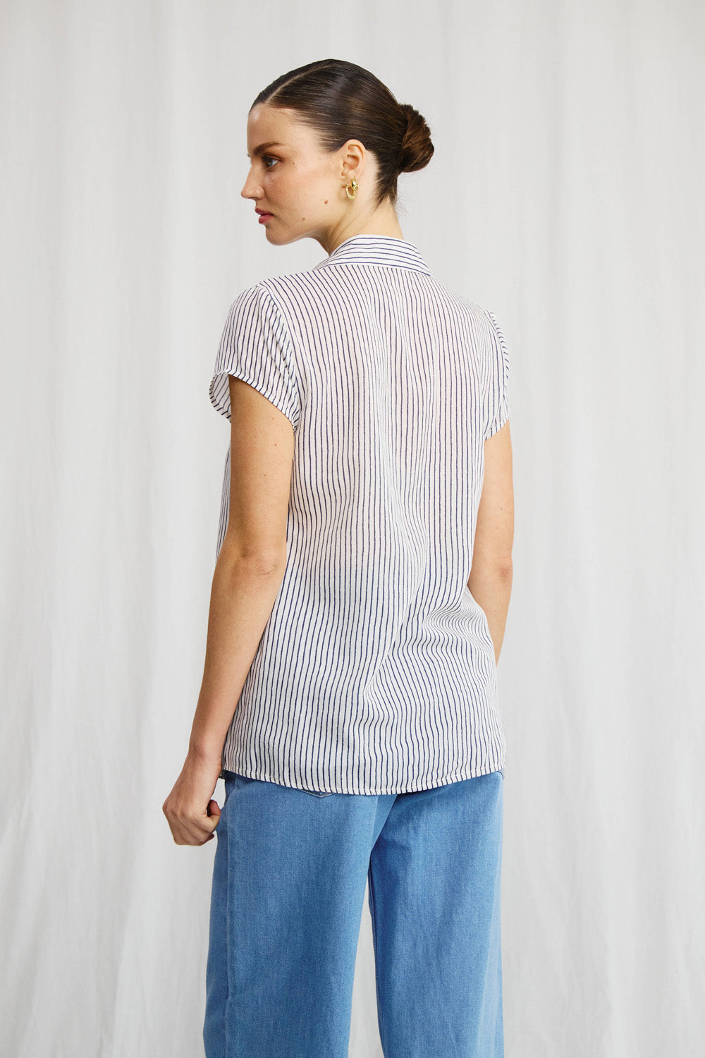 Sherry linen shirt with stripe print