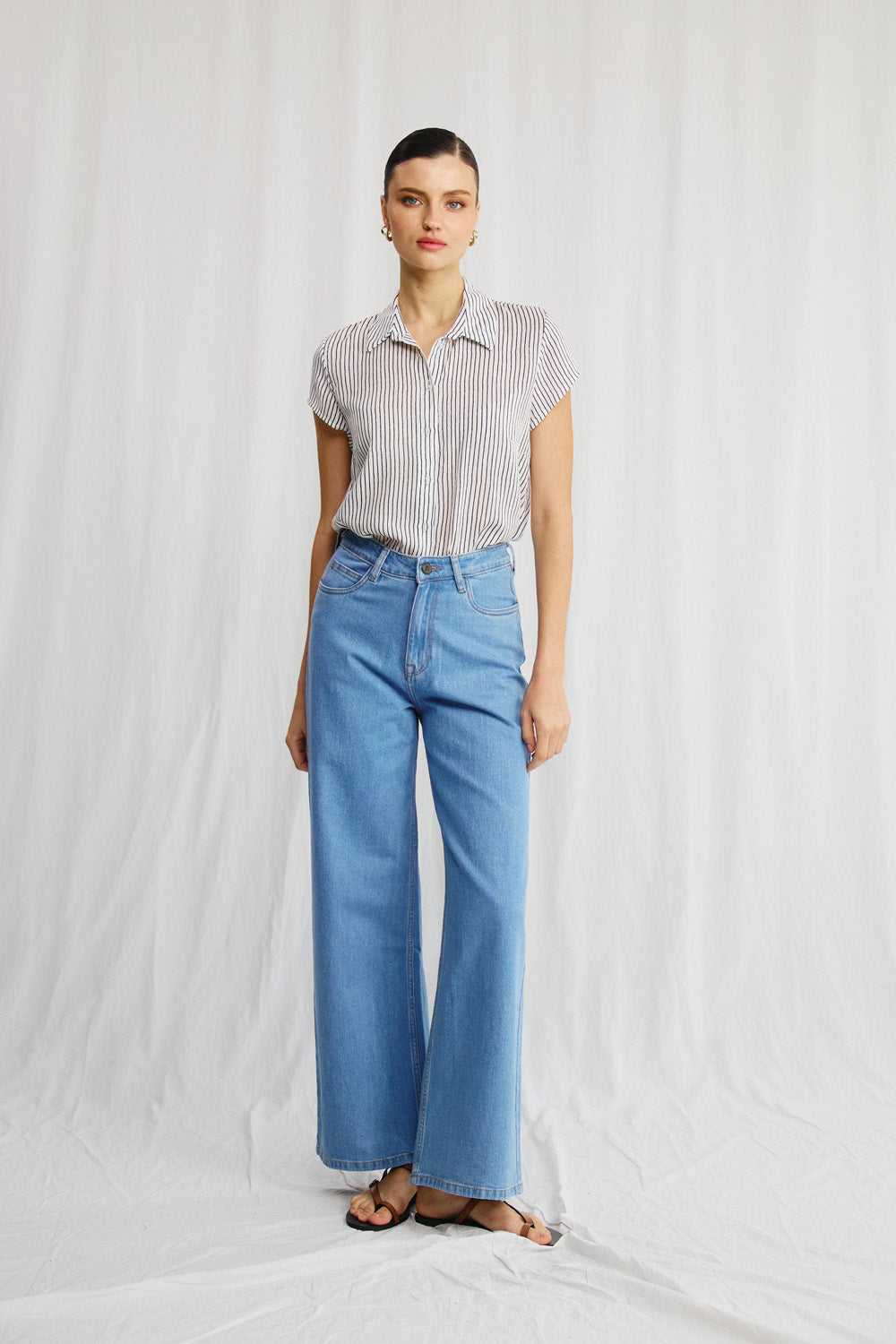 Sherry linen shirt with stripe print