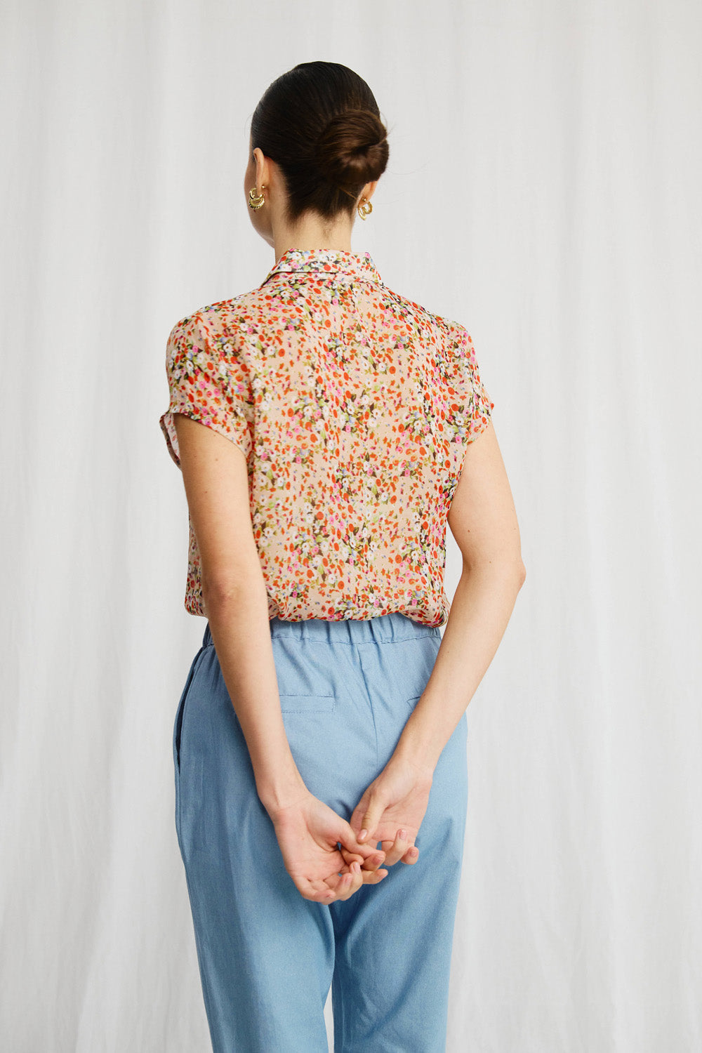Sherry linen shirt with stripe print