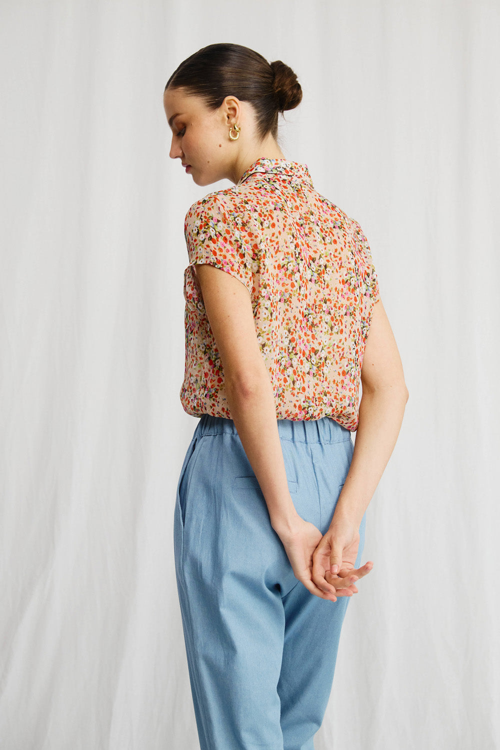 Sherry linen shirt with stripe print
