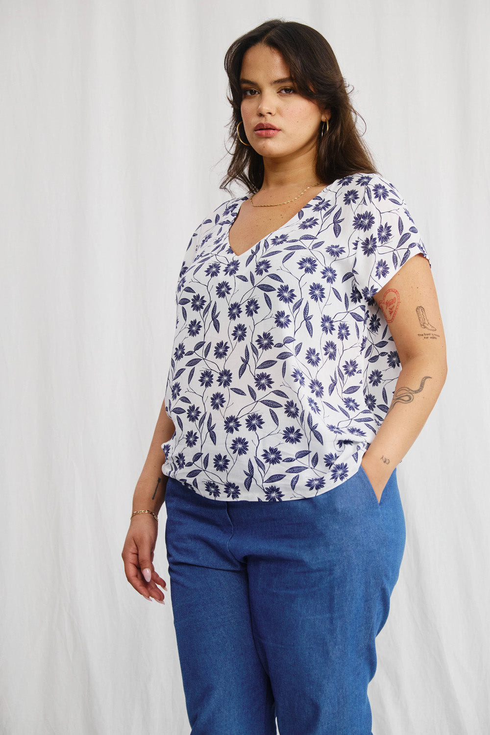 Veronica shirt with navy dots