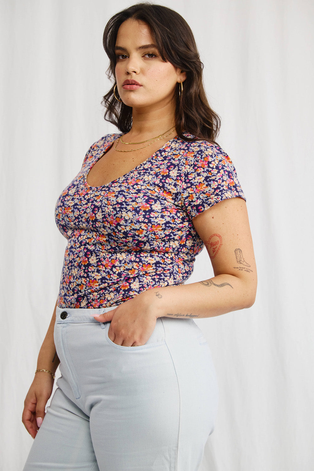 Camila black gray striped shirt