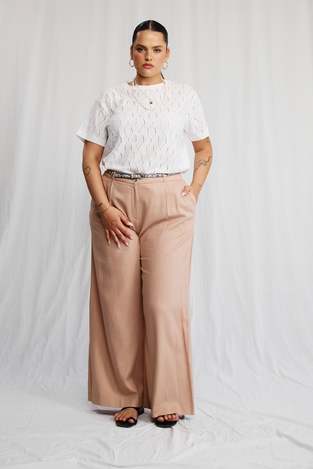 מכנסיים סופי פשתן בצבע מוקה