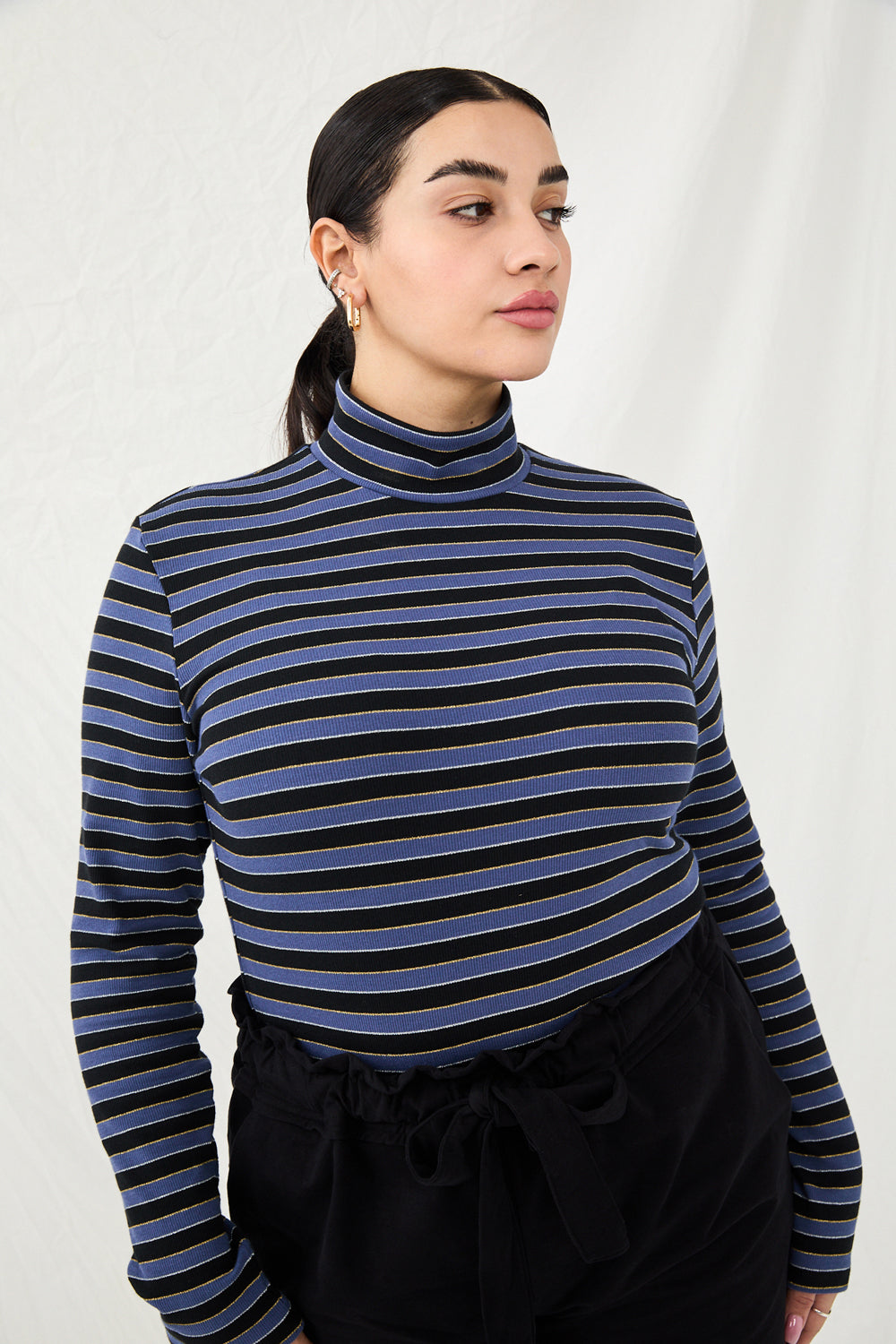 Purple striped turtleneck best sale