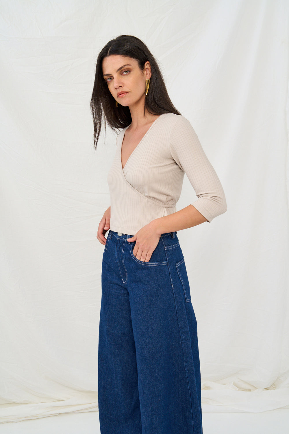 סריג דיאן קצר בצבע אבן