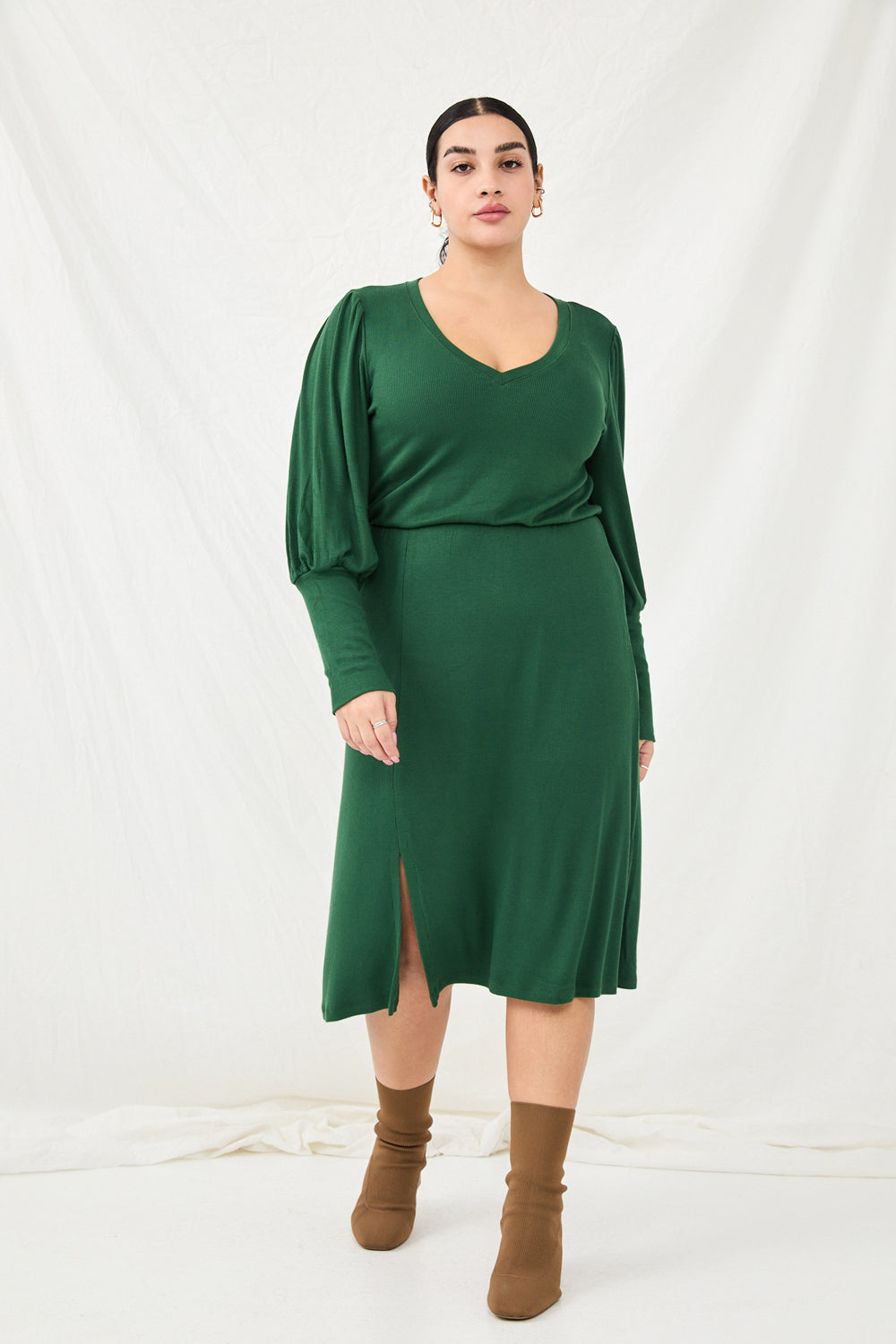 Structure Knitted Dress Dusty Green