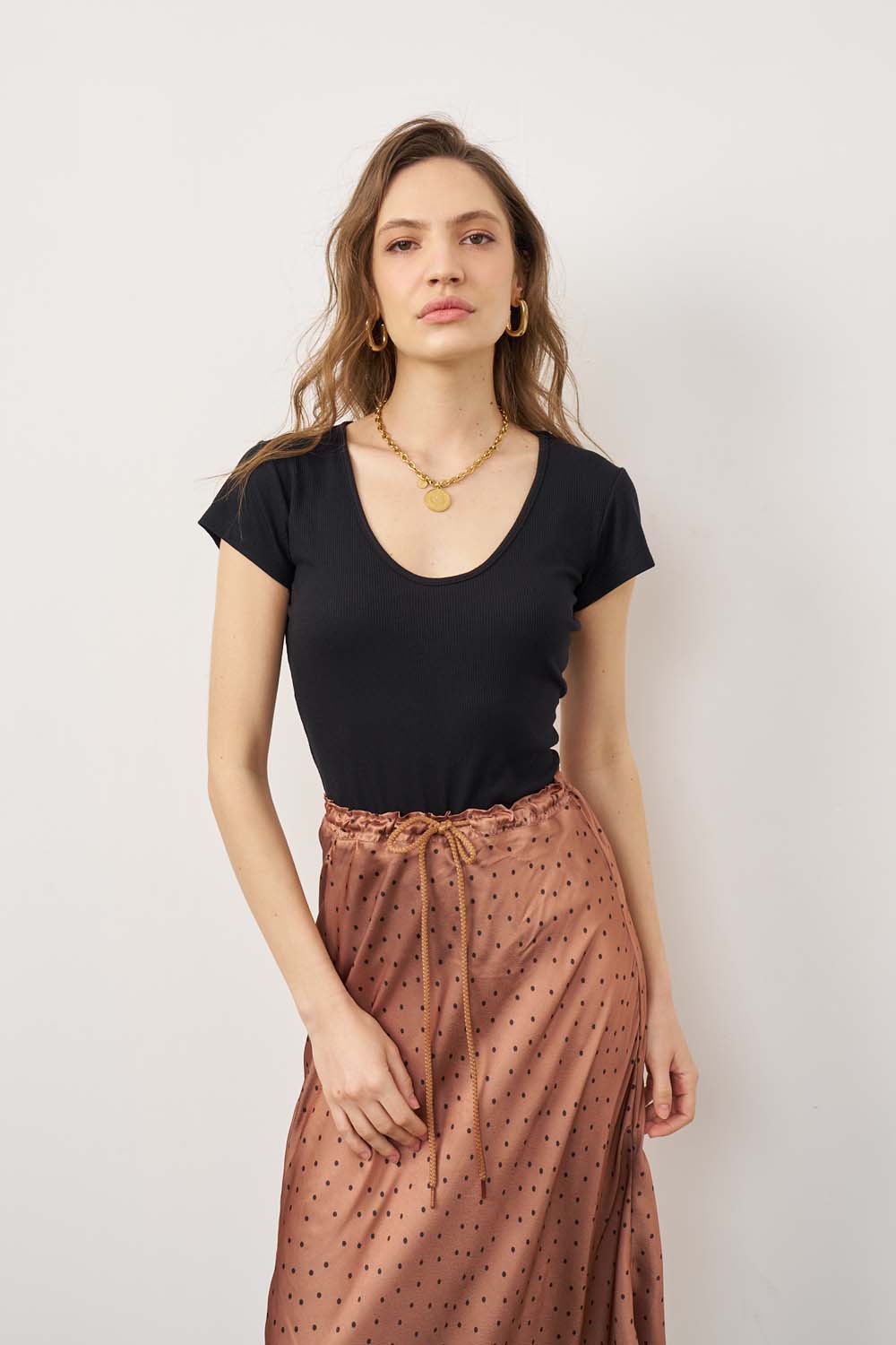 Camila black gray striped shirt