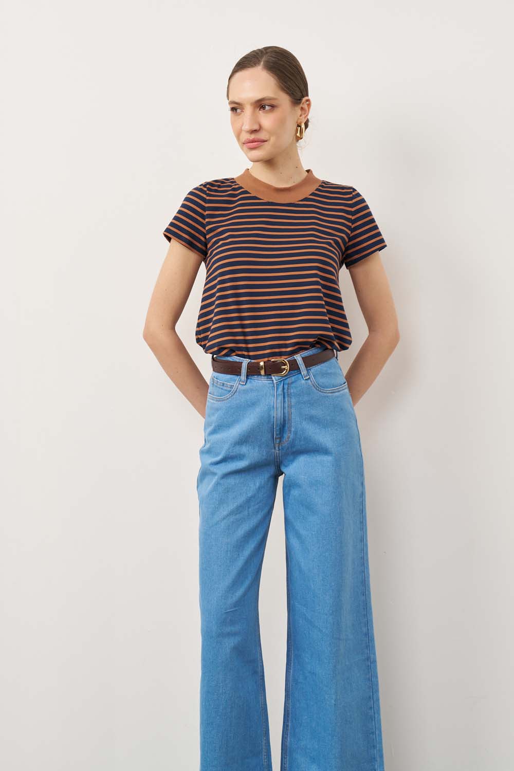 Brown striped t-shirt
