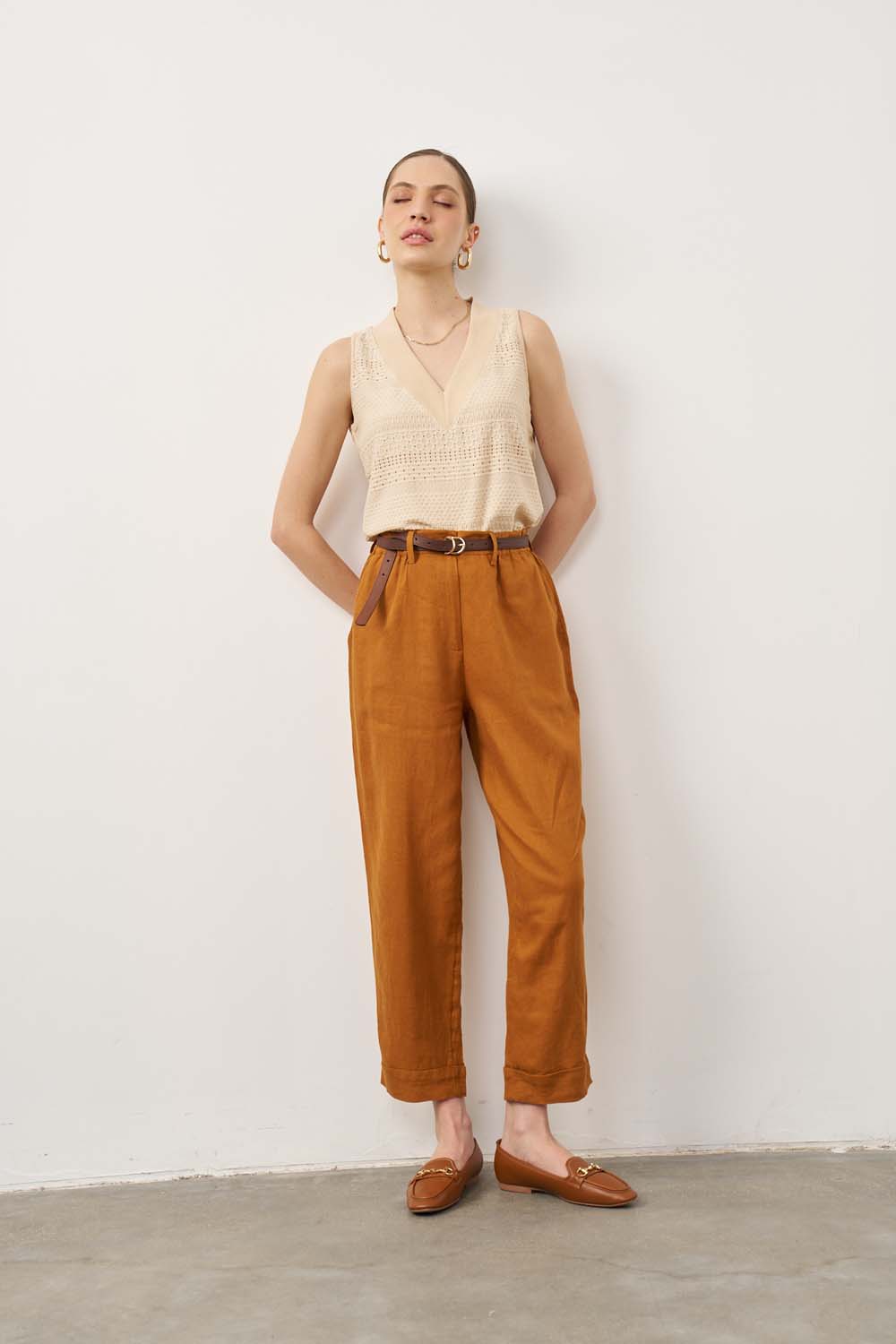 Eve linen pants in clear color
