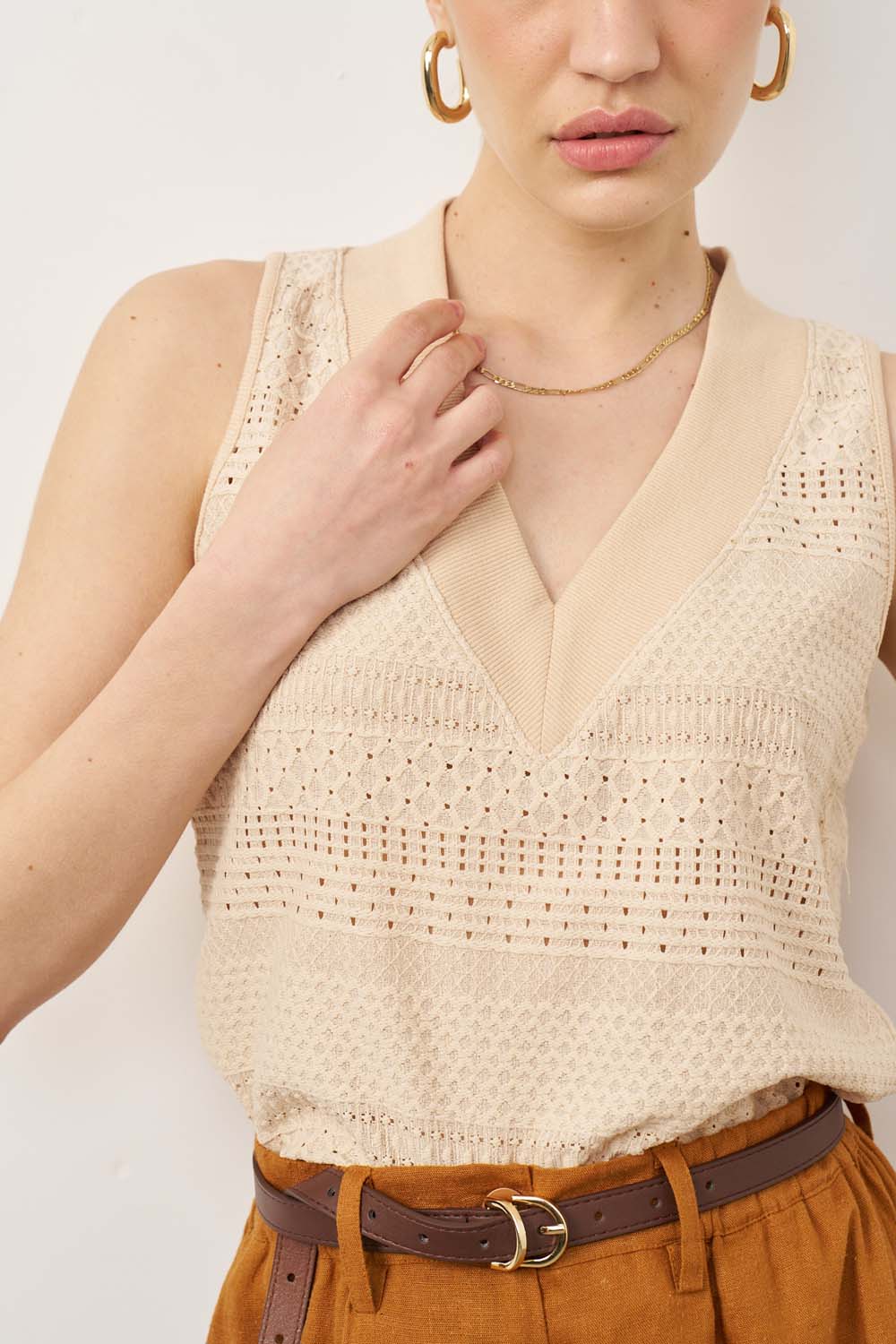 Sandra beige striped shirt