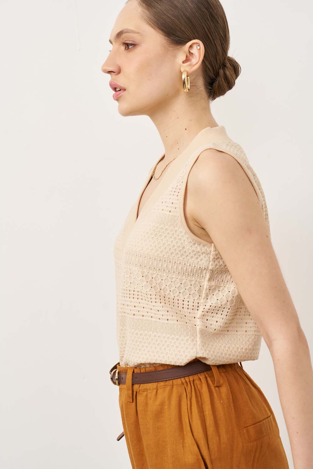 Sandra beige striped shirt