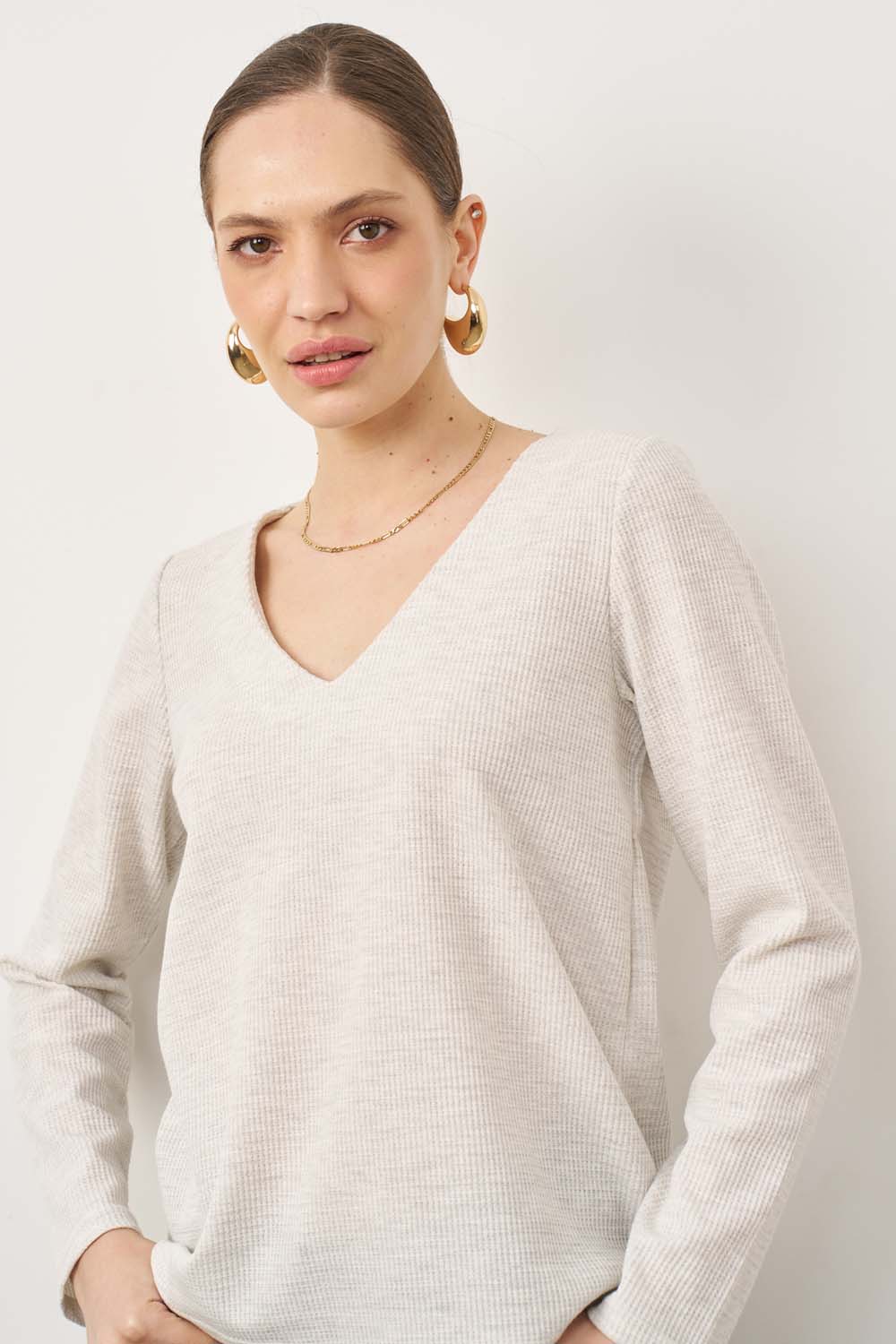 Veronica waffle brick shirt