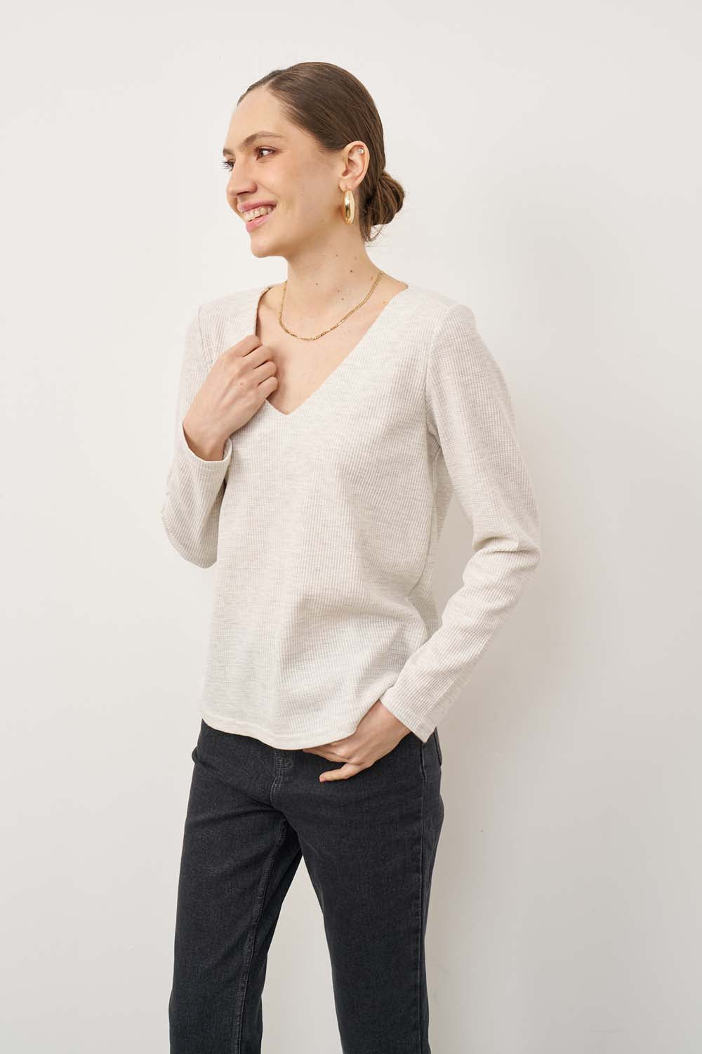 Veronica waffle brick shirt