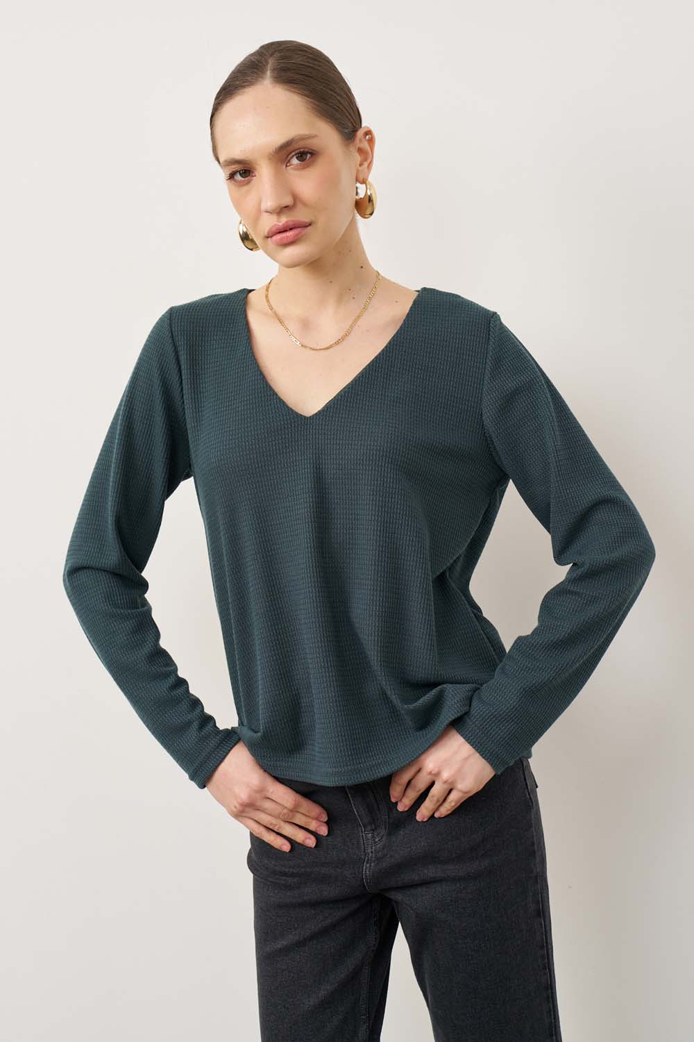 Veronica waffle brick shirt
