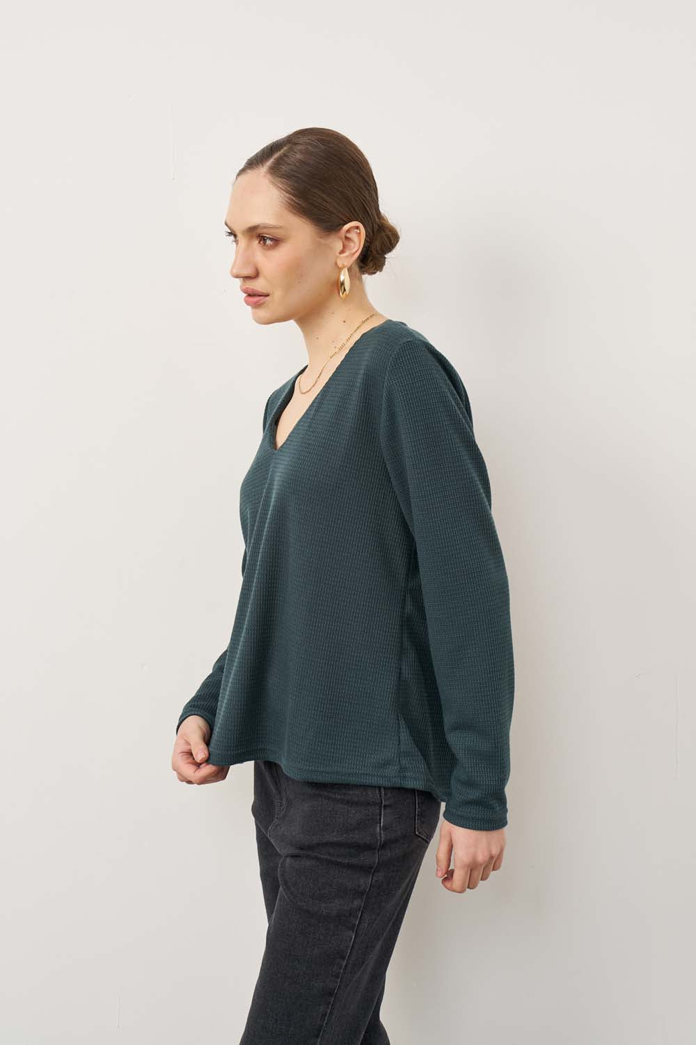 Veronica waffle brick shirt