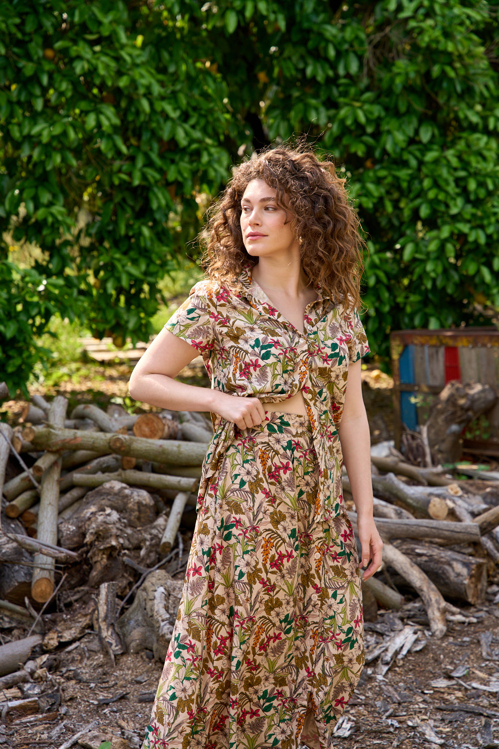 חצאית האני הדפס פרחים