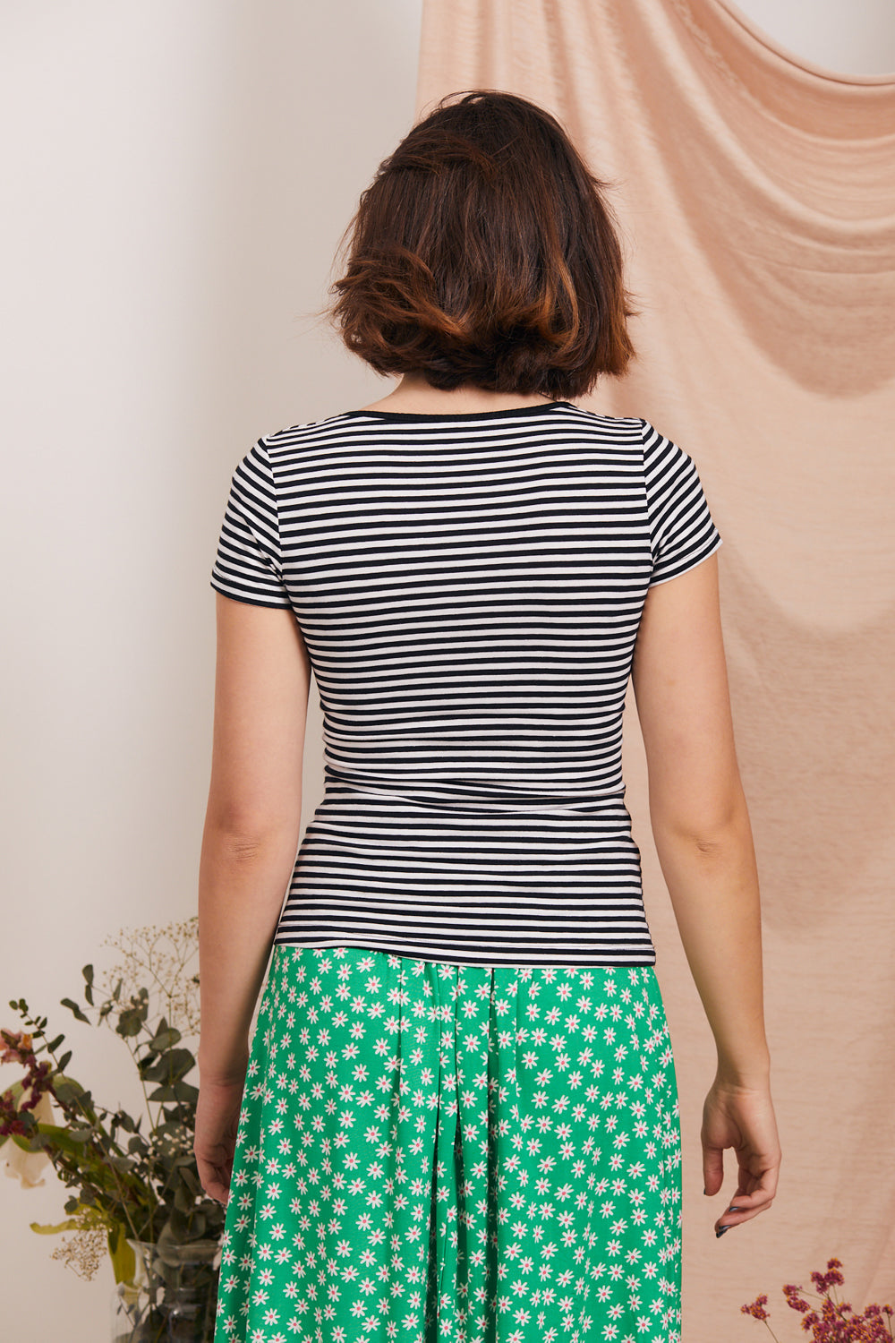 Black white striped cami shirt