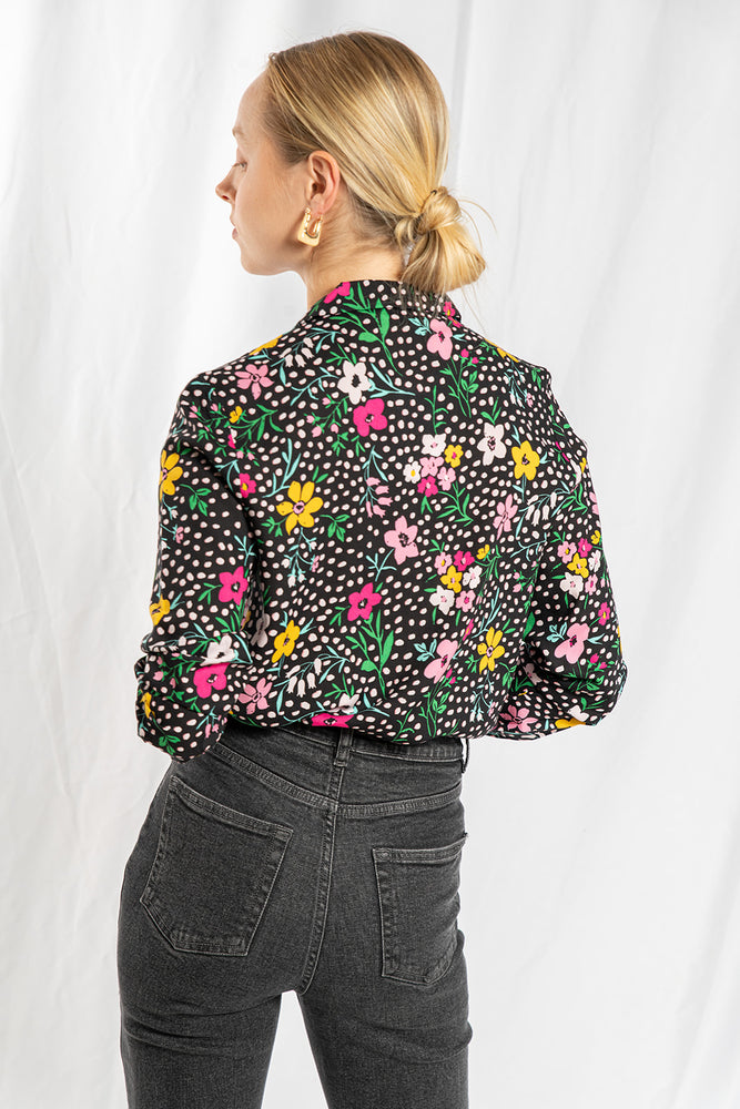 Molly gray floral print shirt 