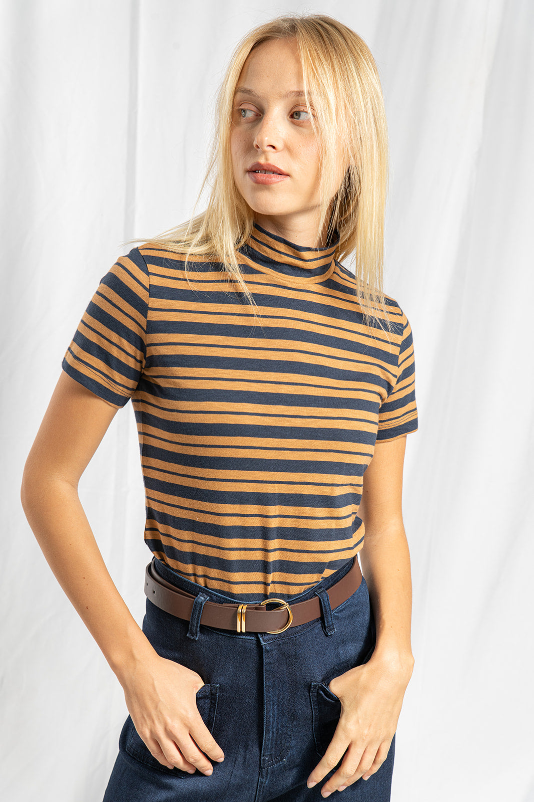 Brown striped loka knit