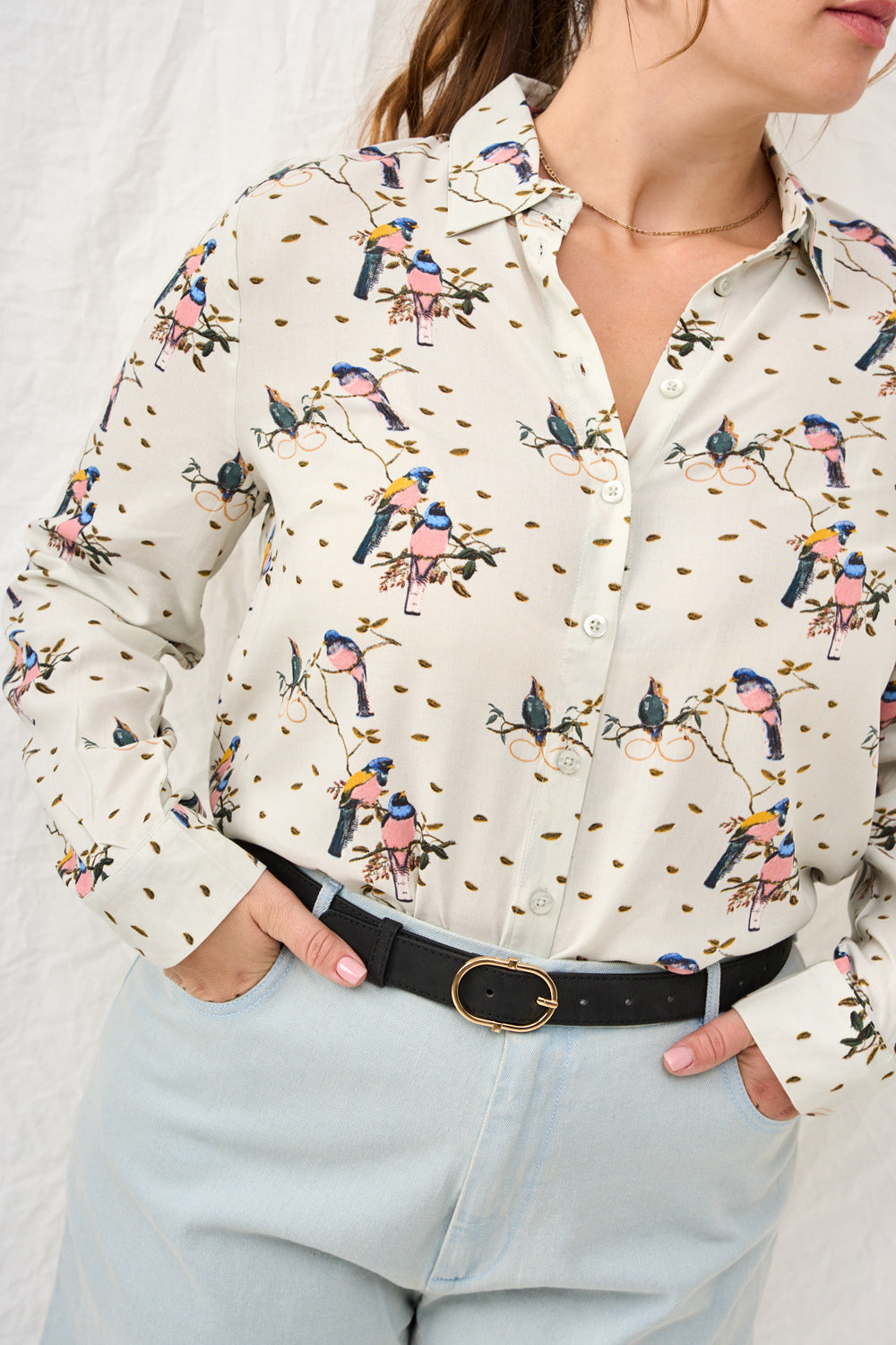 Valerie shirt with brown floral print 