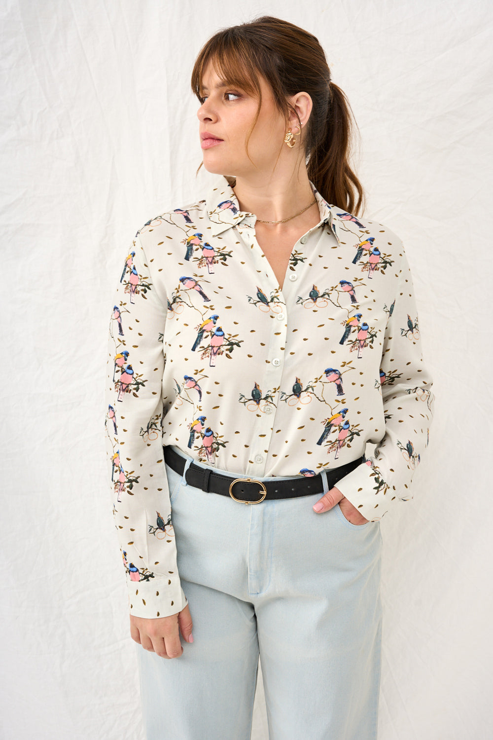 Valerie shirt with brown floral print 