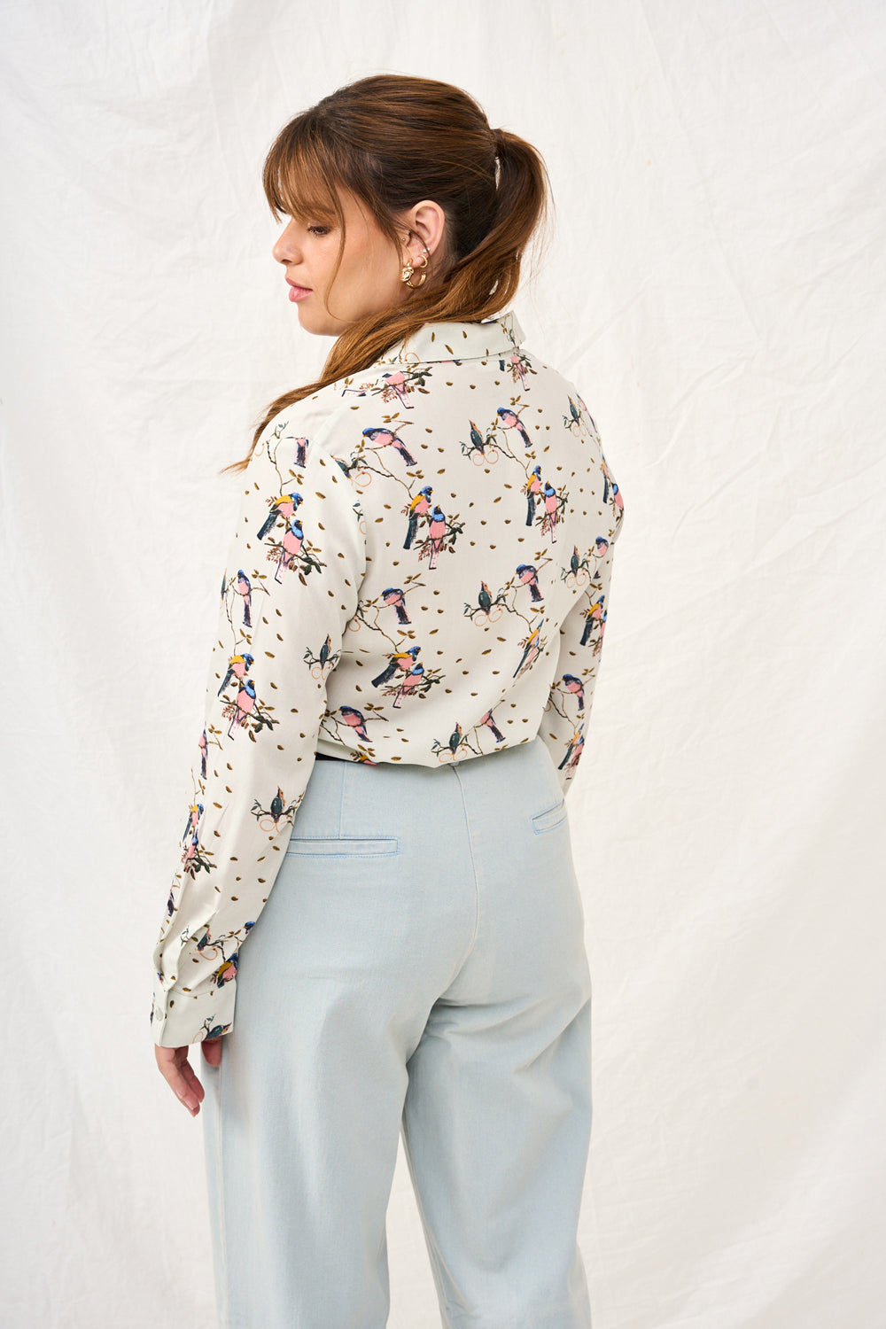 Valerie shirt with brown floral print 