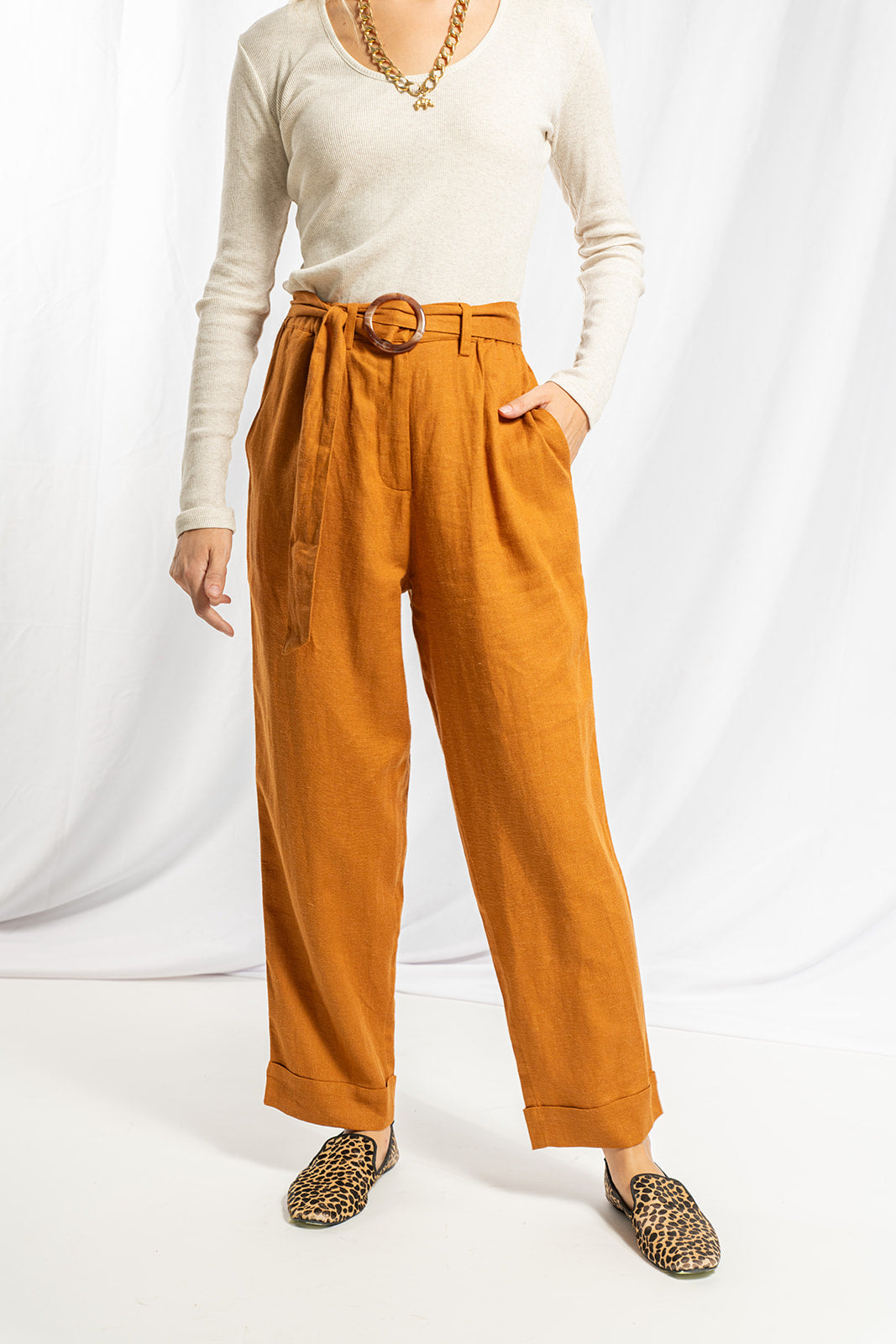 Eve linen pants in clear color