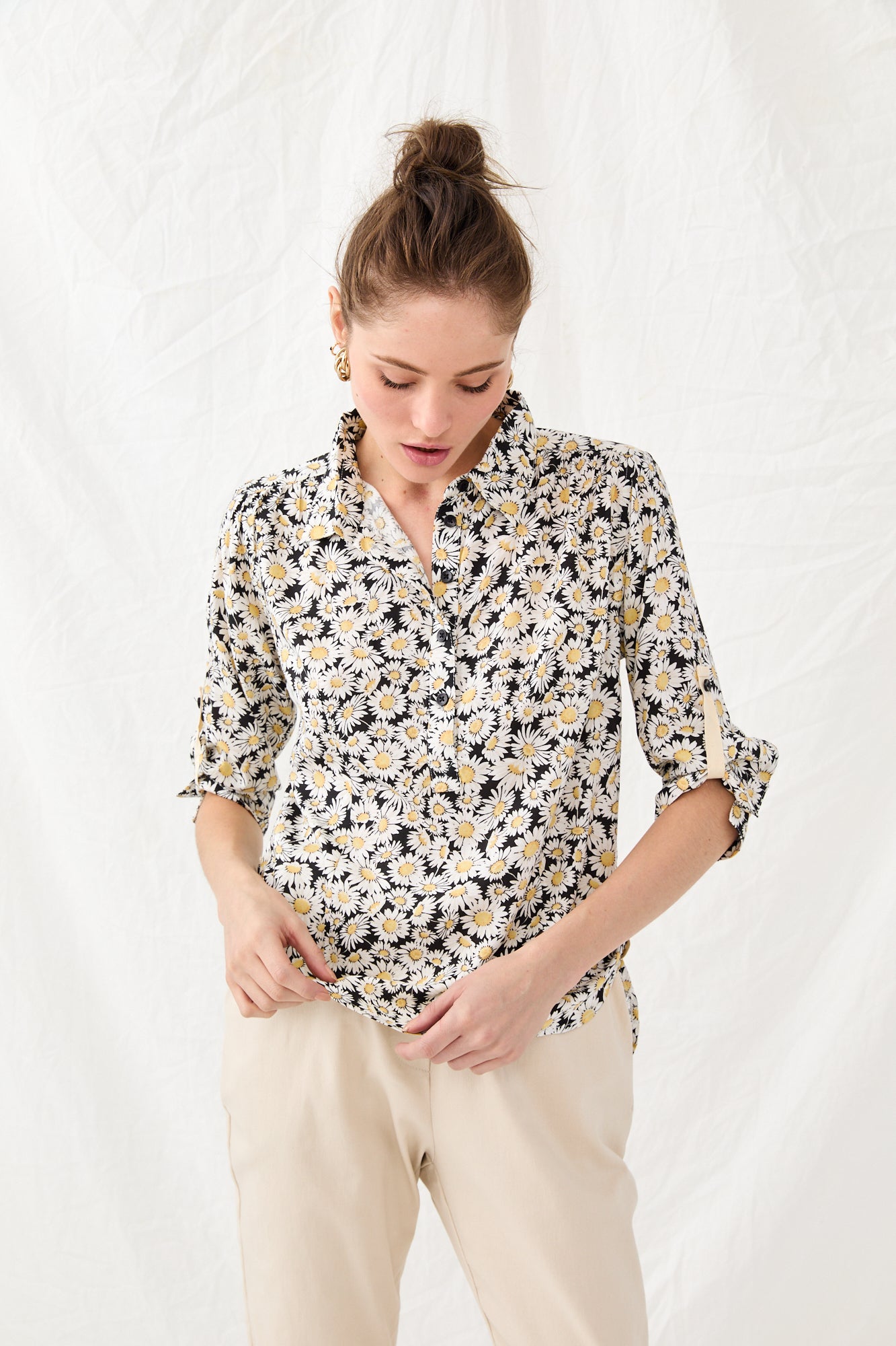 Foxy chrysanthemum print shirt