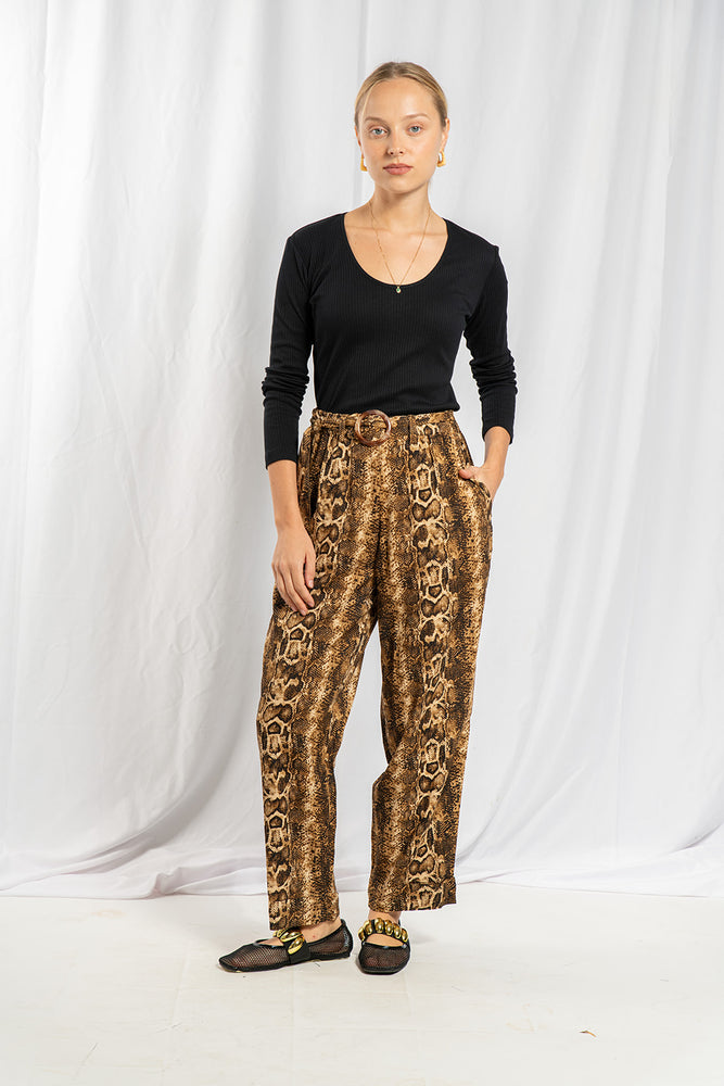 Eve pants dark brown linen